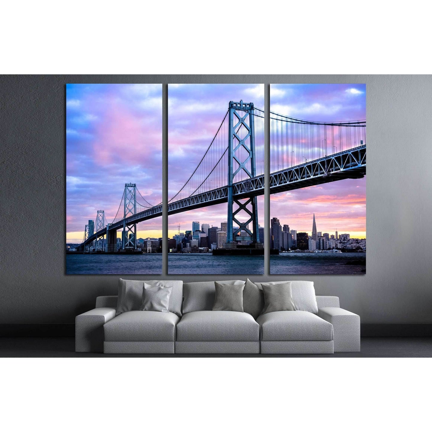 San Francisco-Oakland Bay Bridge and San Francisco Skyline, California, USA №2728 Ready to Hang Canvas Print - Zellart Canvas Prints ALL_Products, s-2728