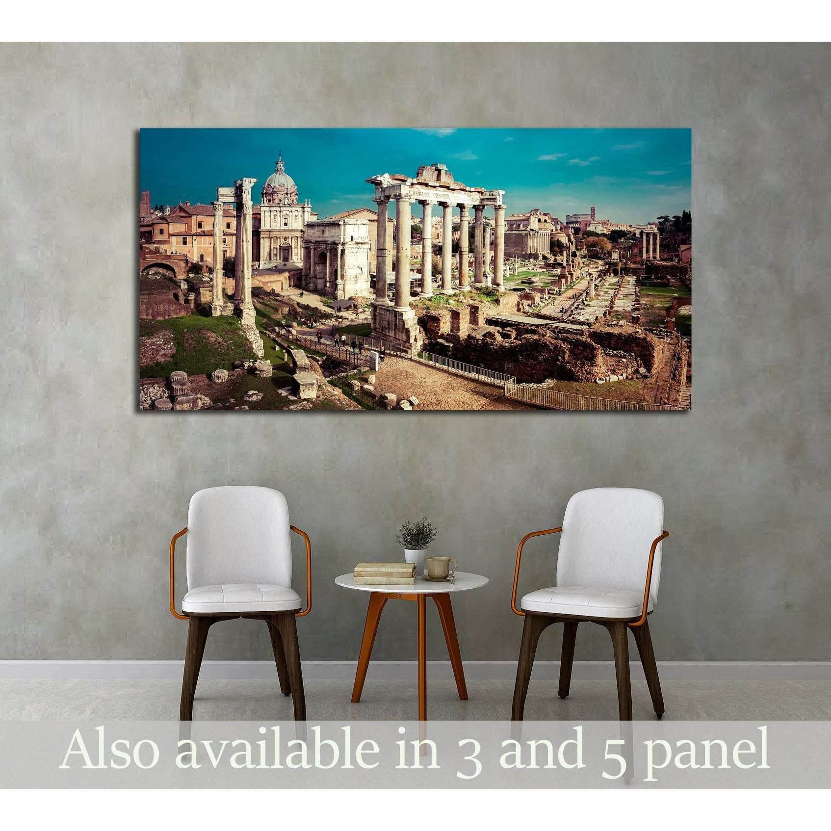 Temple of Saturn Rome Canvas Print - Panoramic Roman Forum - Zellart
