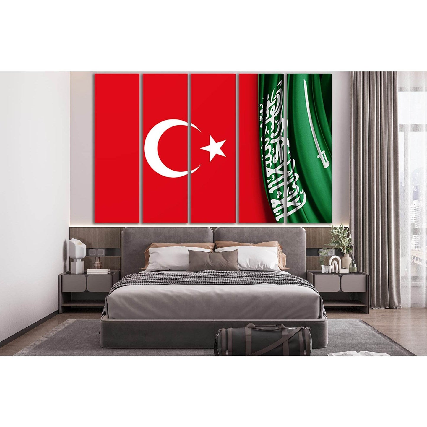 Saudi Arabia Flag And Turkey Flag №SL1199 Ready to Hang Canvas Print - Zellart Canvas Prints 0new, ALL_Products, Flags