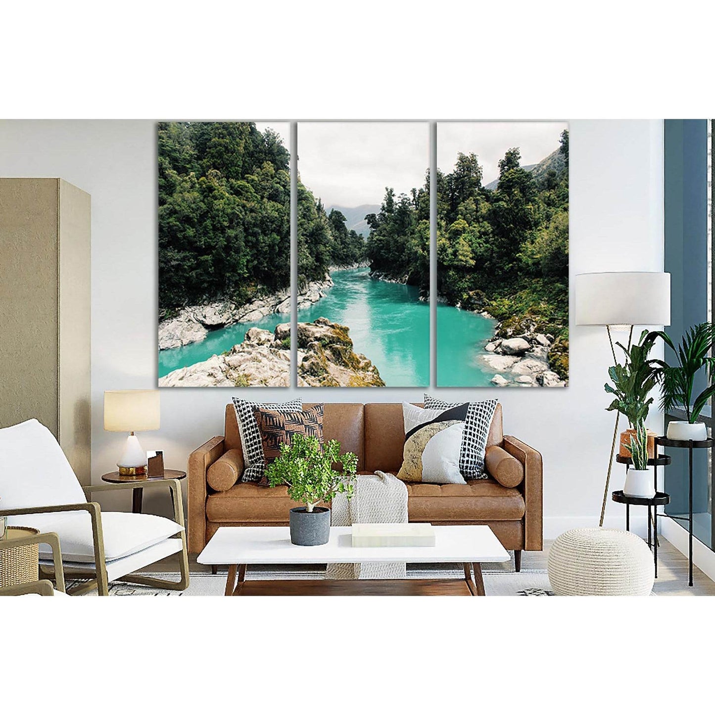 Scenic View Of Trees And River №SL1081 Ready to Hang Canvas Print - Zellart Canvas Prints 0new, ALL_Products, Trees Wall Art