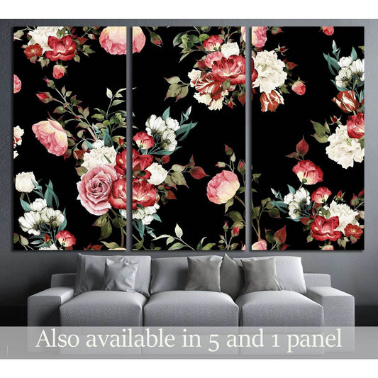 Seamless floral pattern with roses, watercolor №3274 Ready to Hang Canvas PrintCanvas art arrives ready to hang, with hanging accessories included and no additional framing required. Every canvas print is hand-crafted, made on-demand at our workshop and e