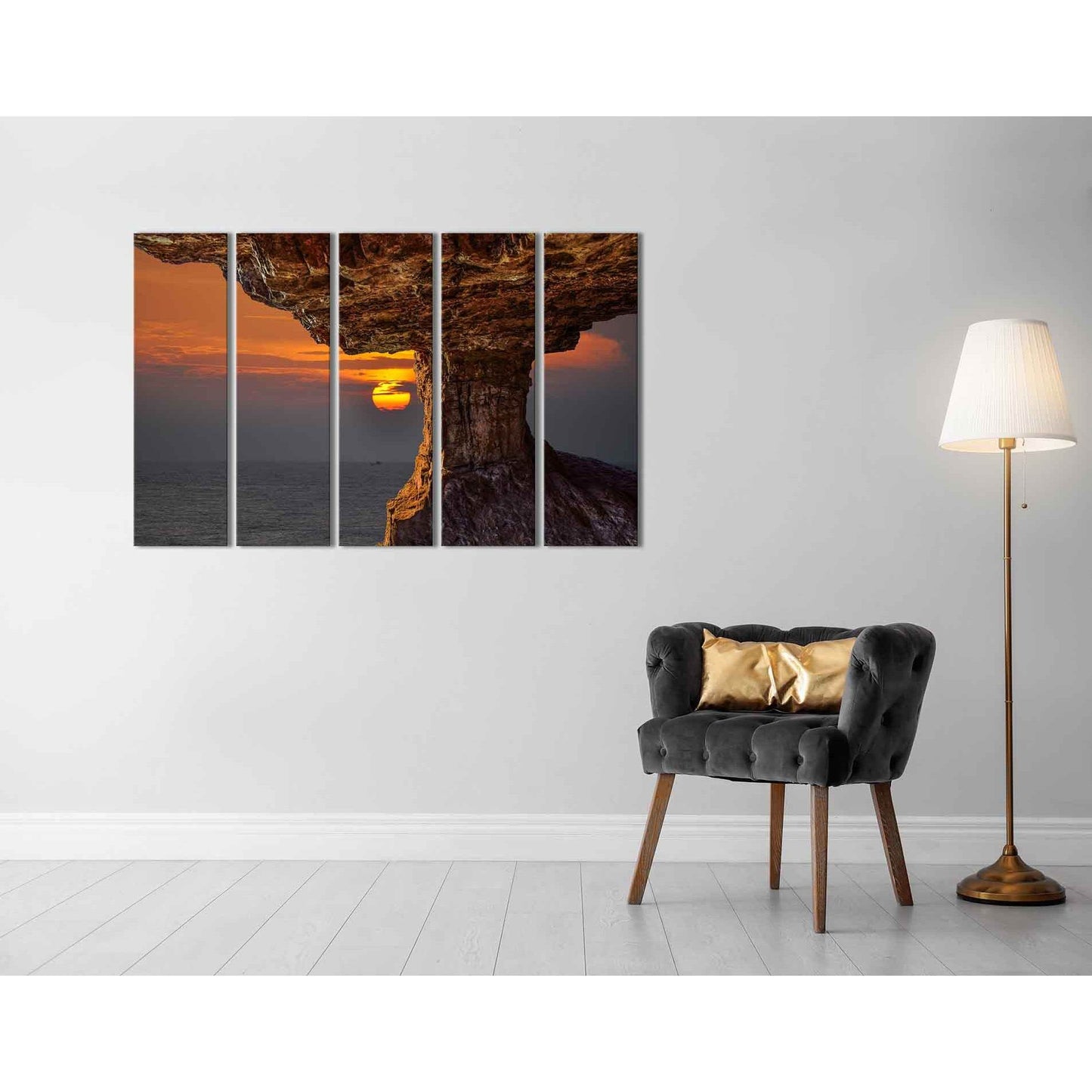 Seascape with rocks №D1216 Ready to Hang Canvas Print - Zellart Canvas Prints 0new, ALL_Products, Sunrise & sunset wall art