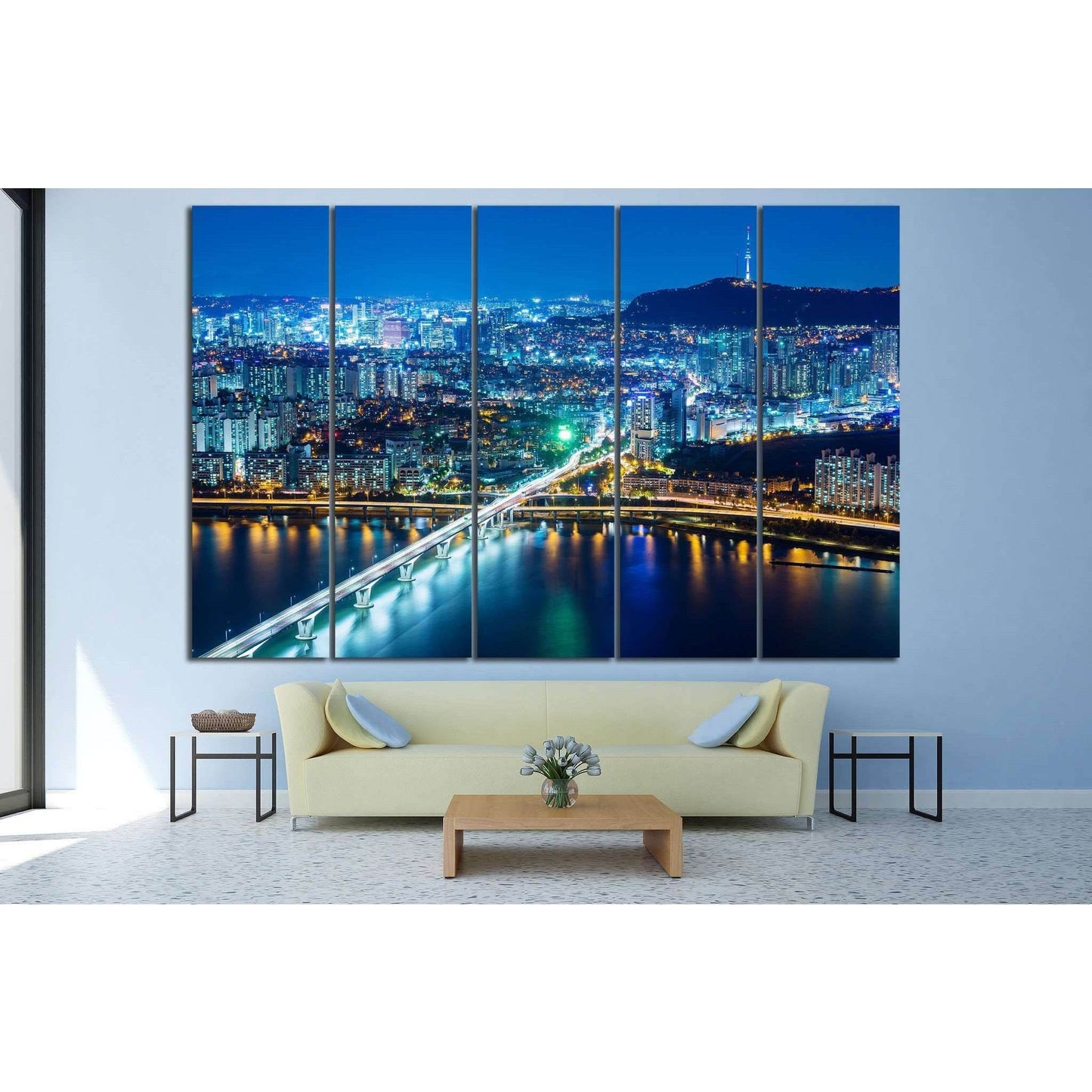 Seoul city at night №579 Ready to Hang Canvas Print - Zellart Canvas Prints ALL_Products, s-579