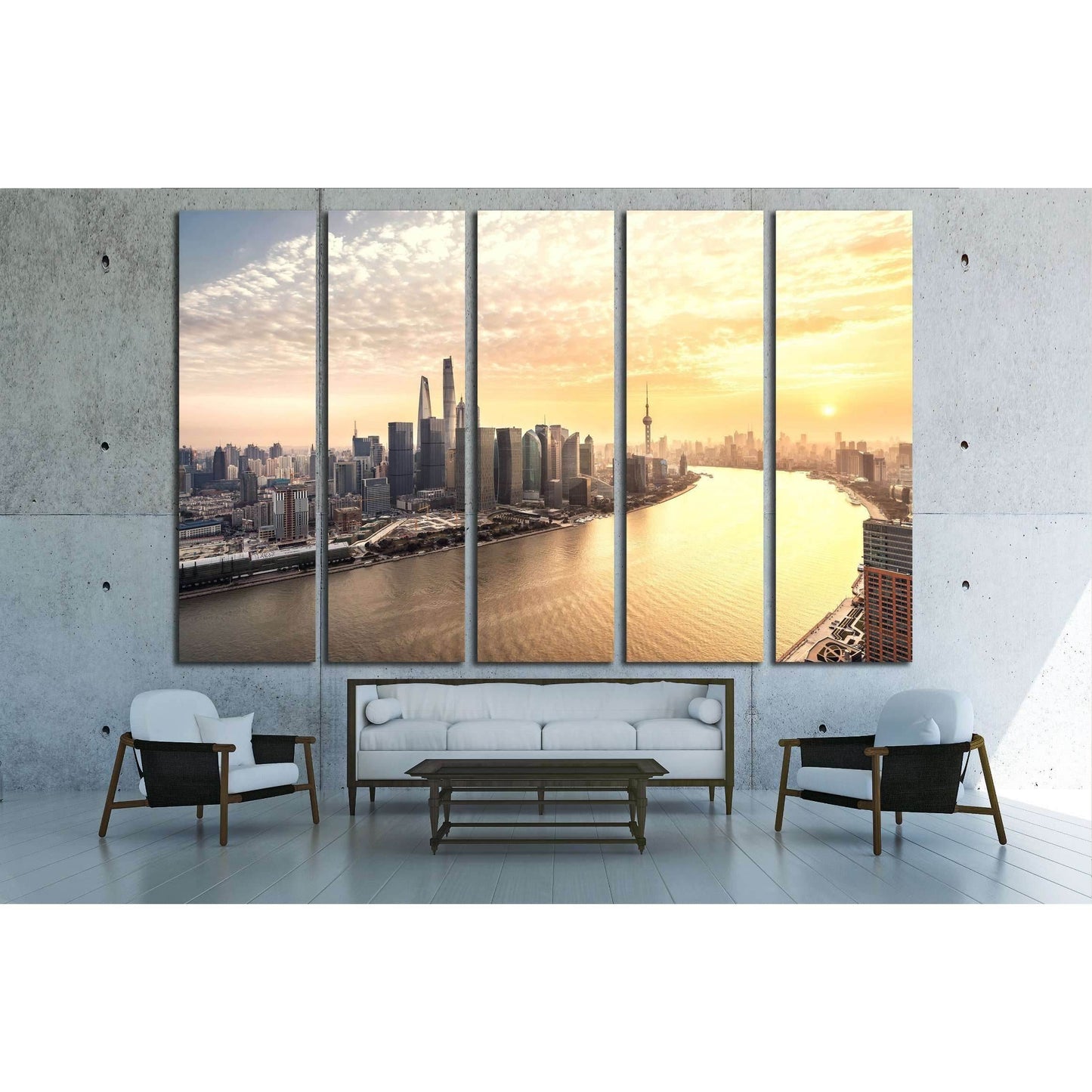 Shanghai skyline and cityscape №2968 Ready to Hang Canvas Print - Zellart Canvas Prints ALL_Products, s-2968