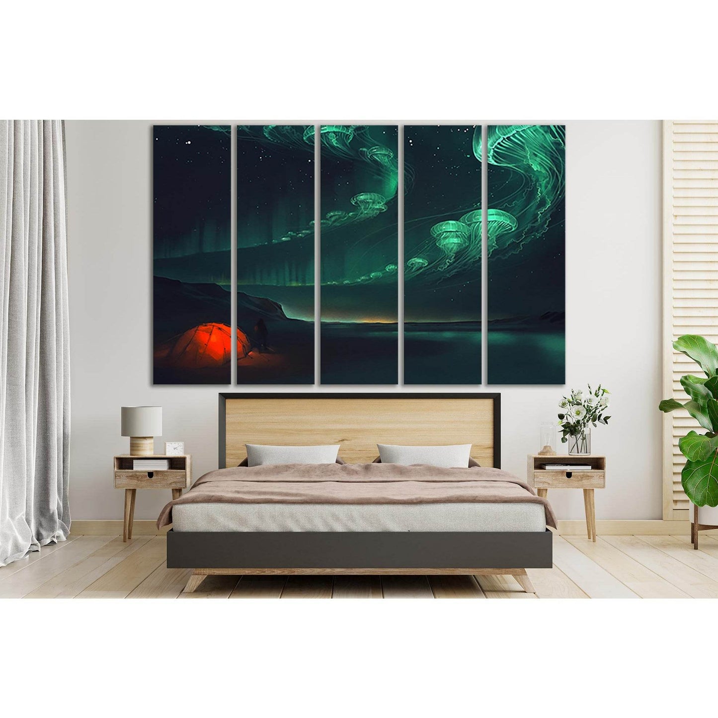 Shining Jellyfish In The Sky №SL1277 Ready to Hang Canvas Print - Zellart Canvas Prints 0new, ALL_Products, Fantasy And Sci Fi Wall Art