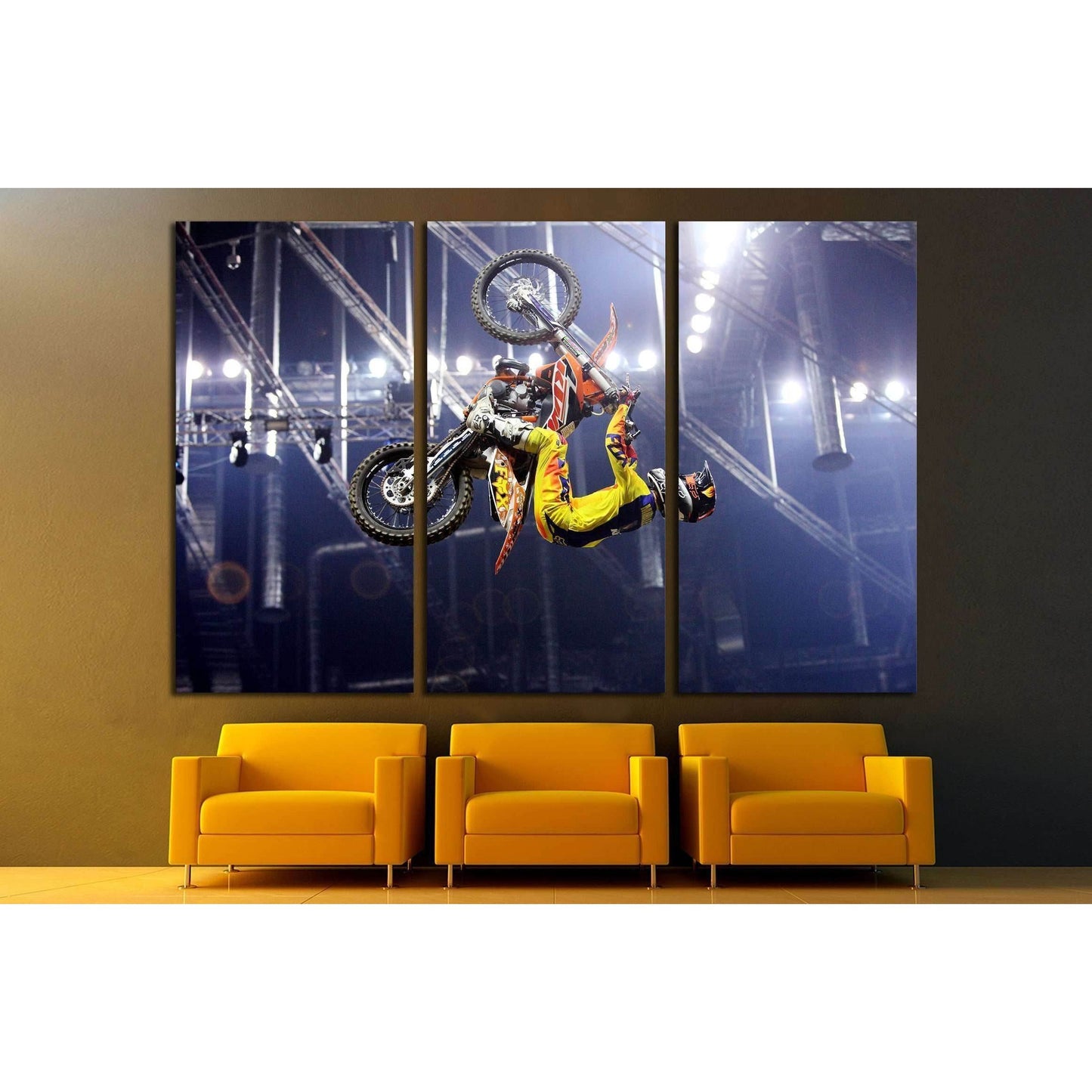 Show announcing world championship in FMX - Diverse Jump of the Night in Cracow №2481 Ready to Hang Canvas Print - Zellart Canvas Prints ALL_Products, s-2481