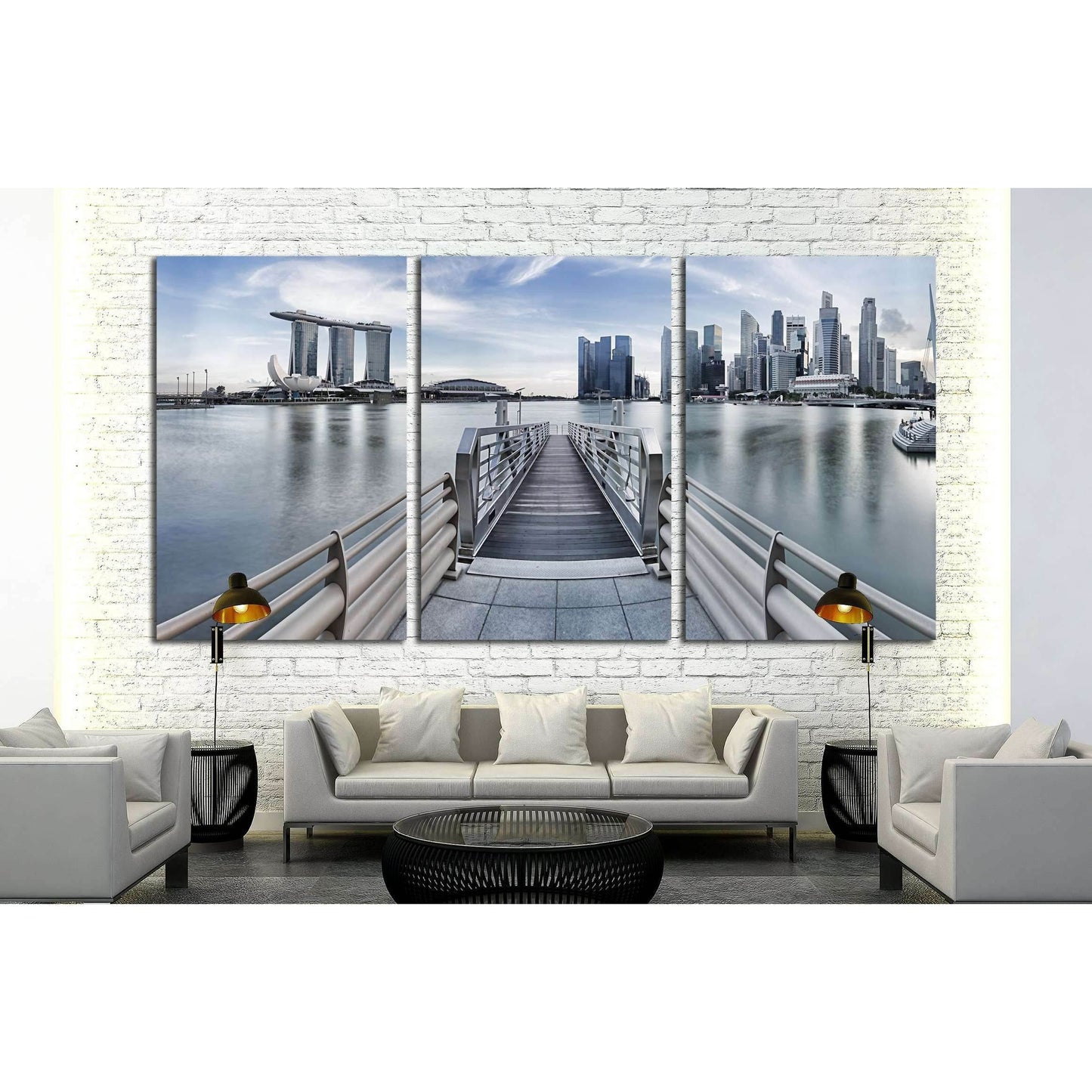 Singapore city skyline seen from the pier №2661 Ready to Hang Canvas PrintCanvas art arrives ready to hang, with hanging accessories included and no additional framing required. Every canvas print is hand-crafted, made on-demand at our workshop and expert