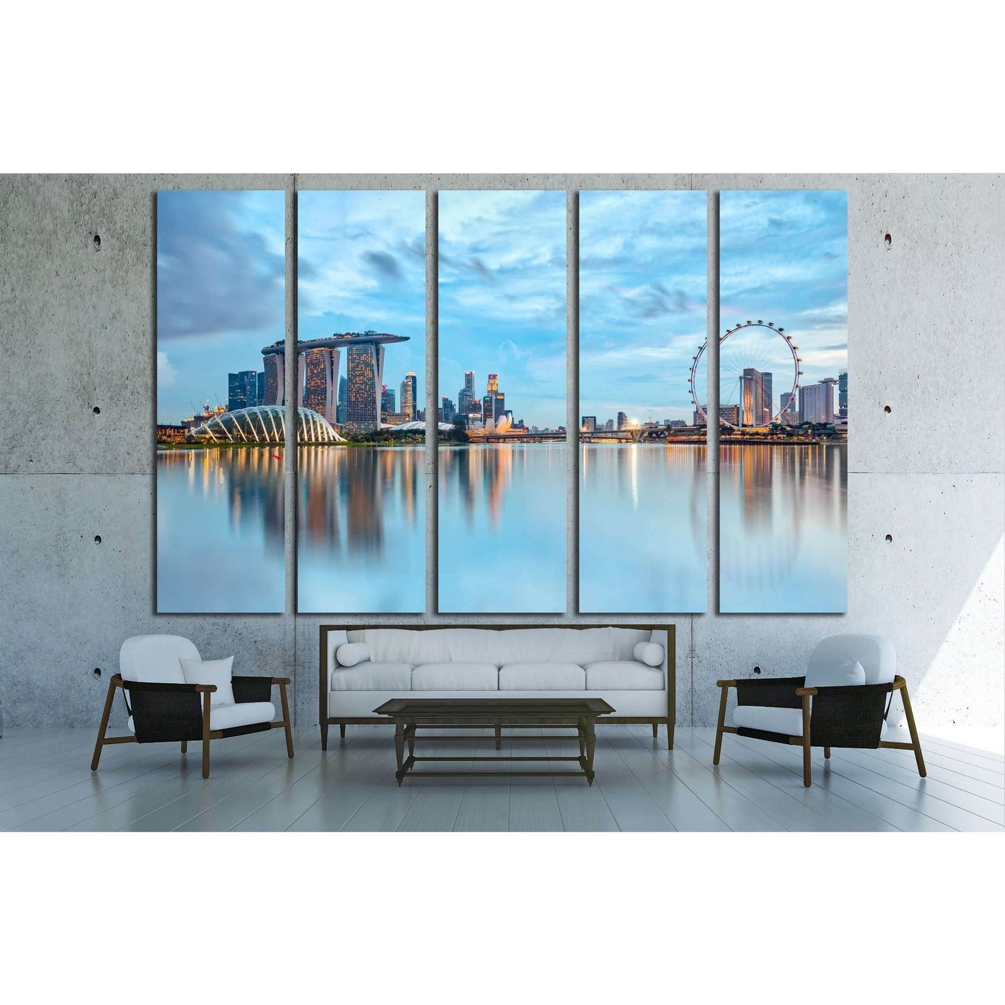 Singapore skyline at night in Singapore city №3009 Ready to Hang Canvas Print - Zellart Canvas Prints ALL_Products, s-3009