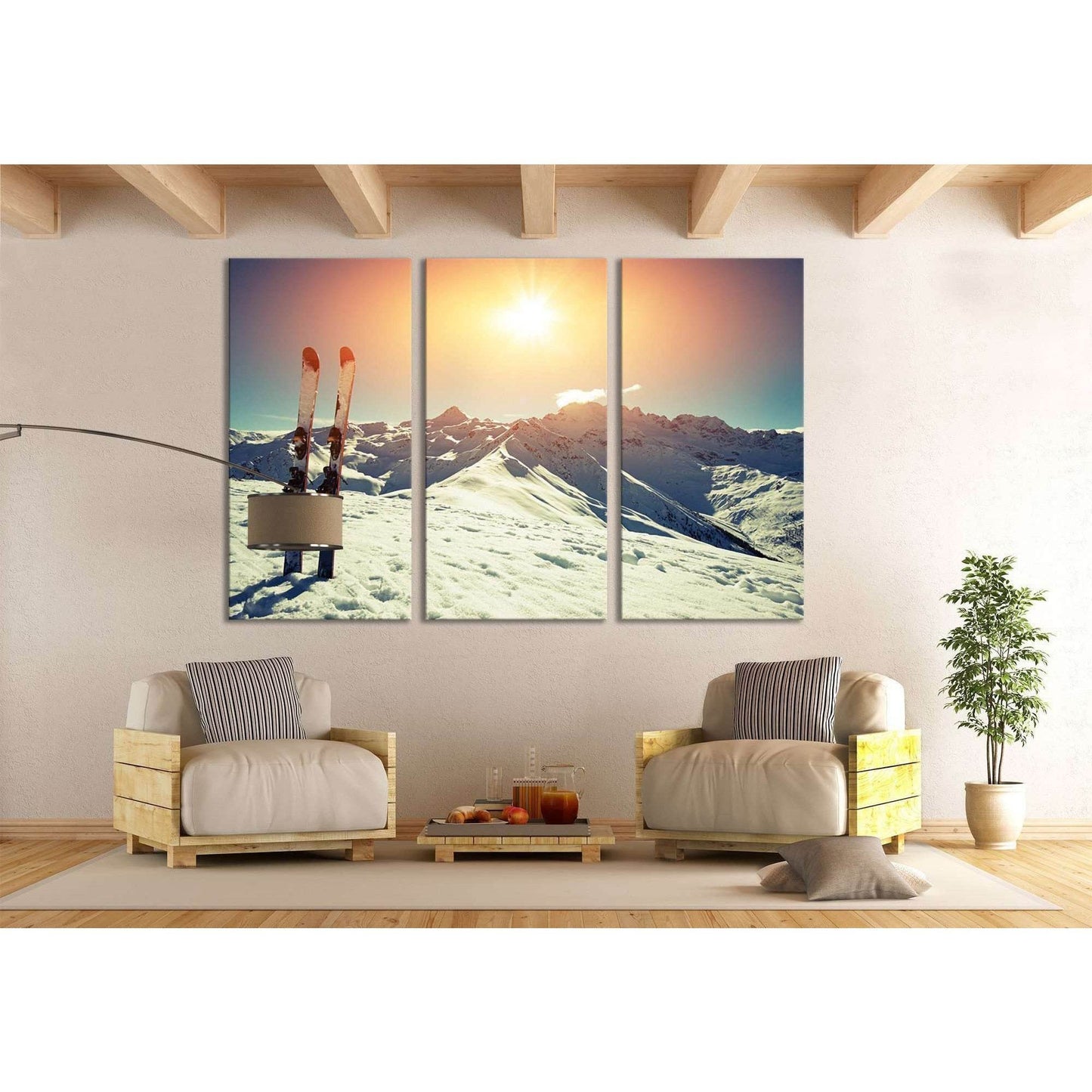Ski and Mountain №666 Ready to Hang Canvas Print - Zellart Canvas Prints ALL_Products, autopostr_pinterest_65155, autopostr_pinterest_65157, autopostr_pinterest_65158, autopostr_pinterest_65160