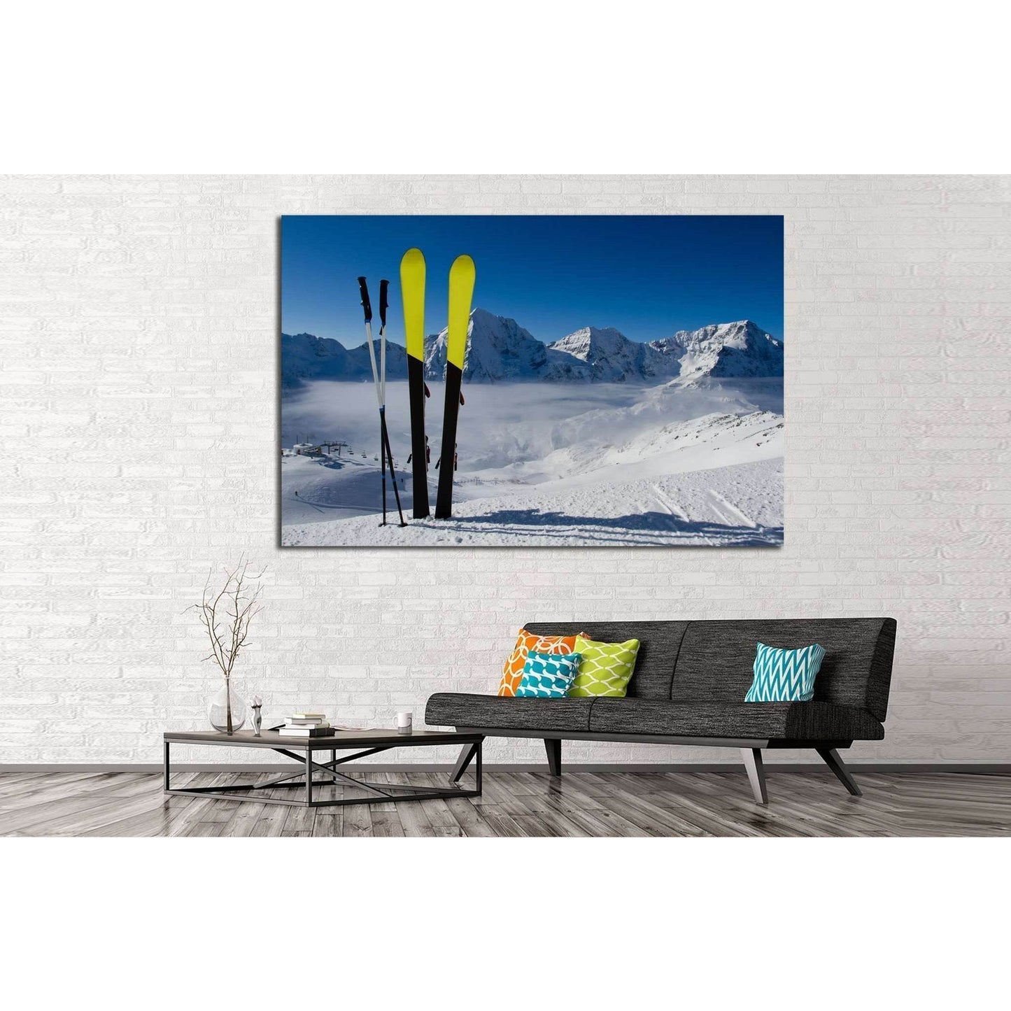 Ski in Snow №182 Ready to Hang Canvas Print - Zellart Canvas Prints ALL_Products, wd-182
