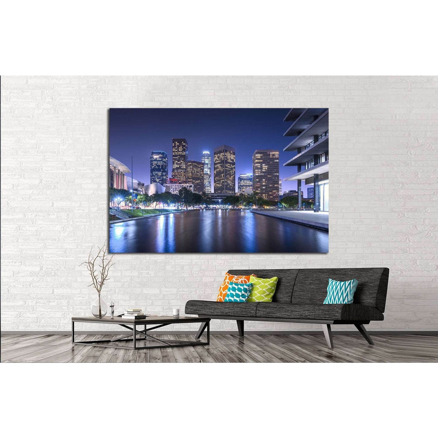 Skyscrapers Los Angeles California at night №1268 Ready to Hang Canvas Print - Zellart Canvas Prints ALL_Products, s-1268