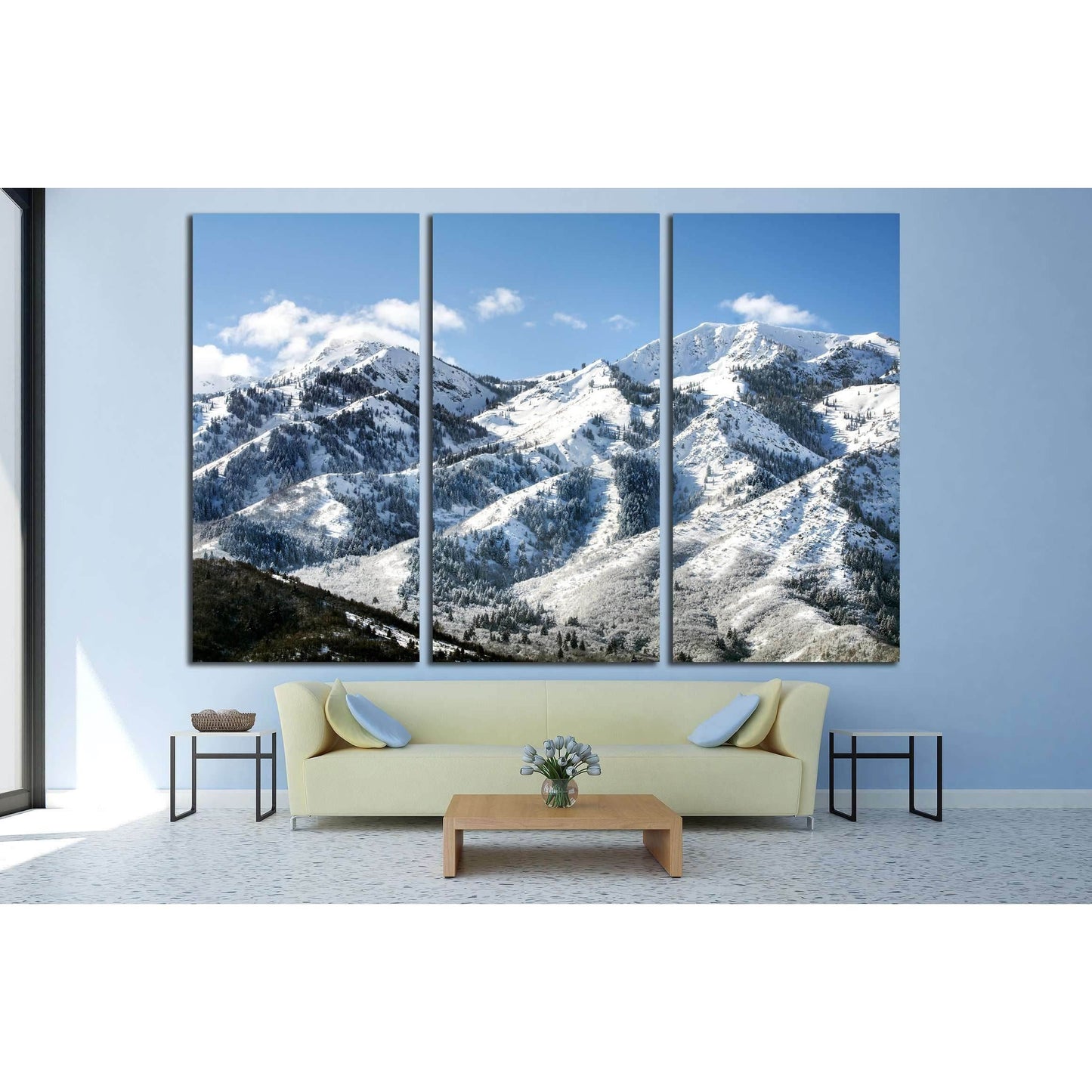 snow mountains and forest №3204 Ready to Hang Canvas Print - Zellart Canvas Prints ALL_Products, s-3204