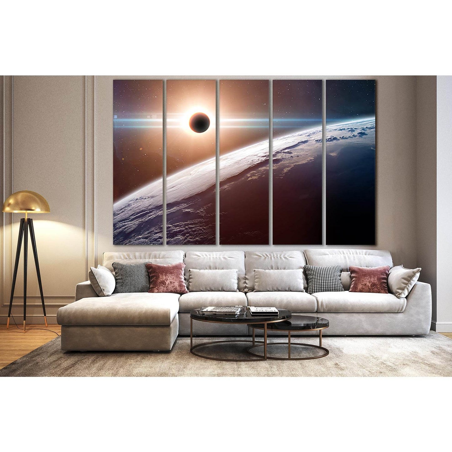 Solar Eclipse In Space №SL429 Ready to Hang Canvas Print - Zellart Canvas Prints 0new, ALL_Products, Astronomy & Space Canvas Wall Art
