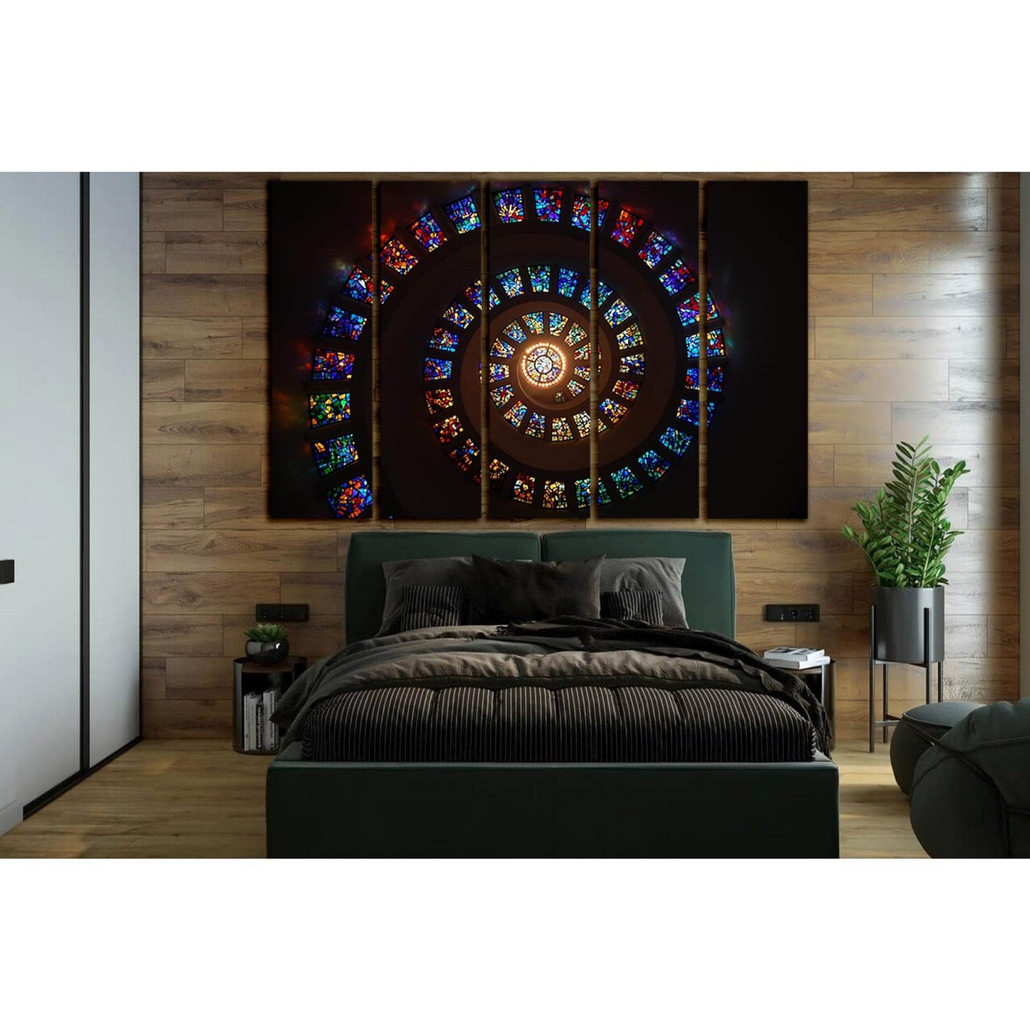 Spiral Stained Glass №SL1379 Ready to Hang Canvas Print - Zellart Canvas Prints 0new, ALL_Products, Architecture