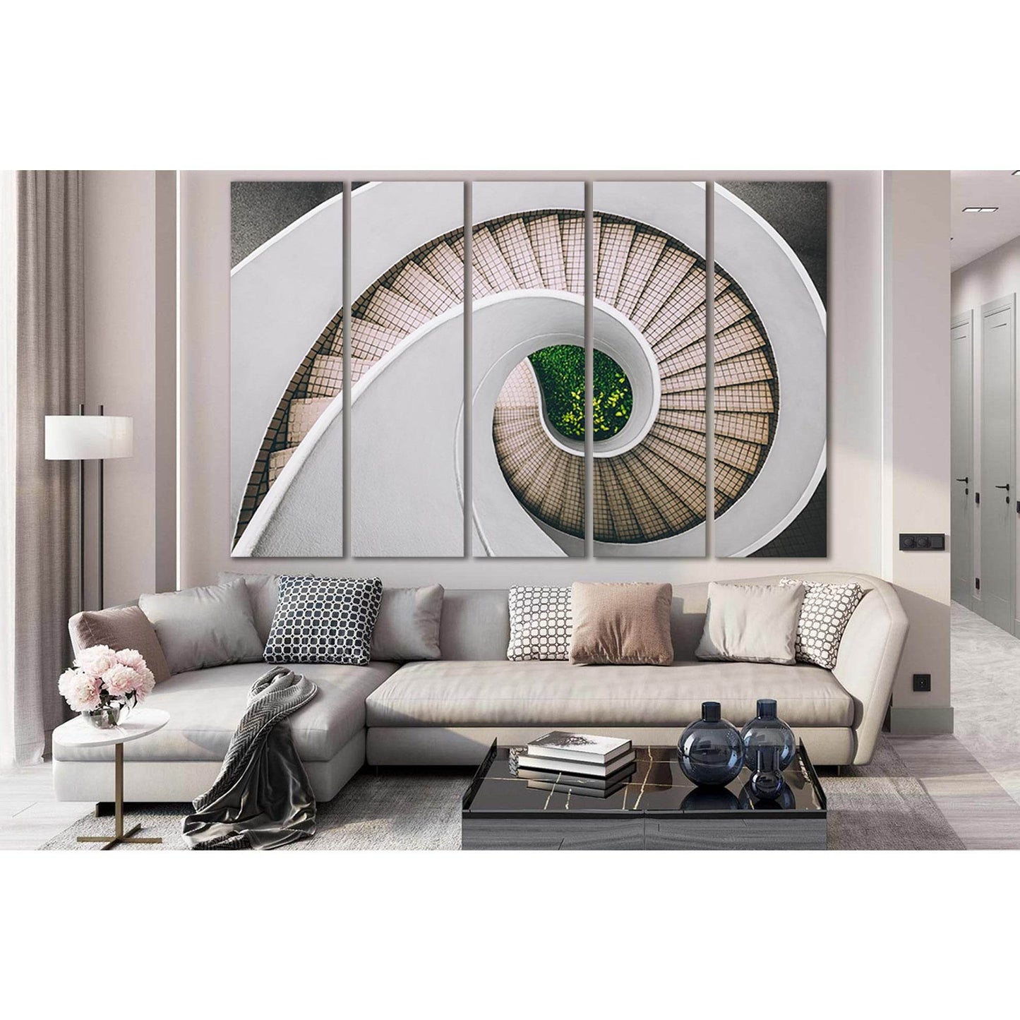 Spiral Stair Architecture №SL1410 Ready to Hang Canvas Print - Zellart Canvas Prints 0new, ALL_Products, Architecture