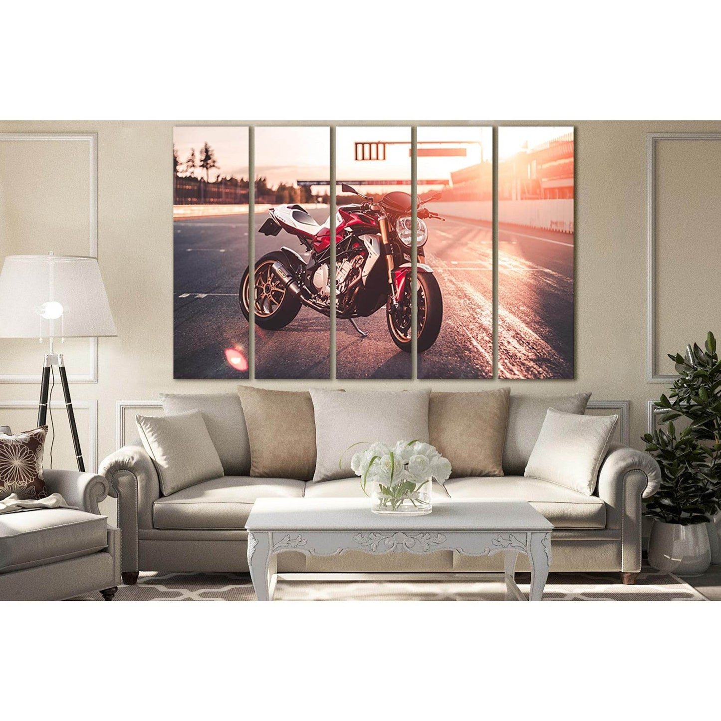 Sport Bike On The Race Track №SL1439 Ready to Hang Canvas Print - Zellart Canvas Prints 0new, ALL_Products, Engine