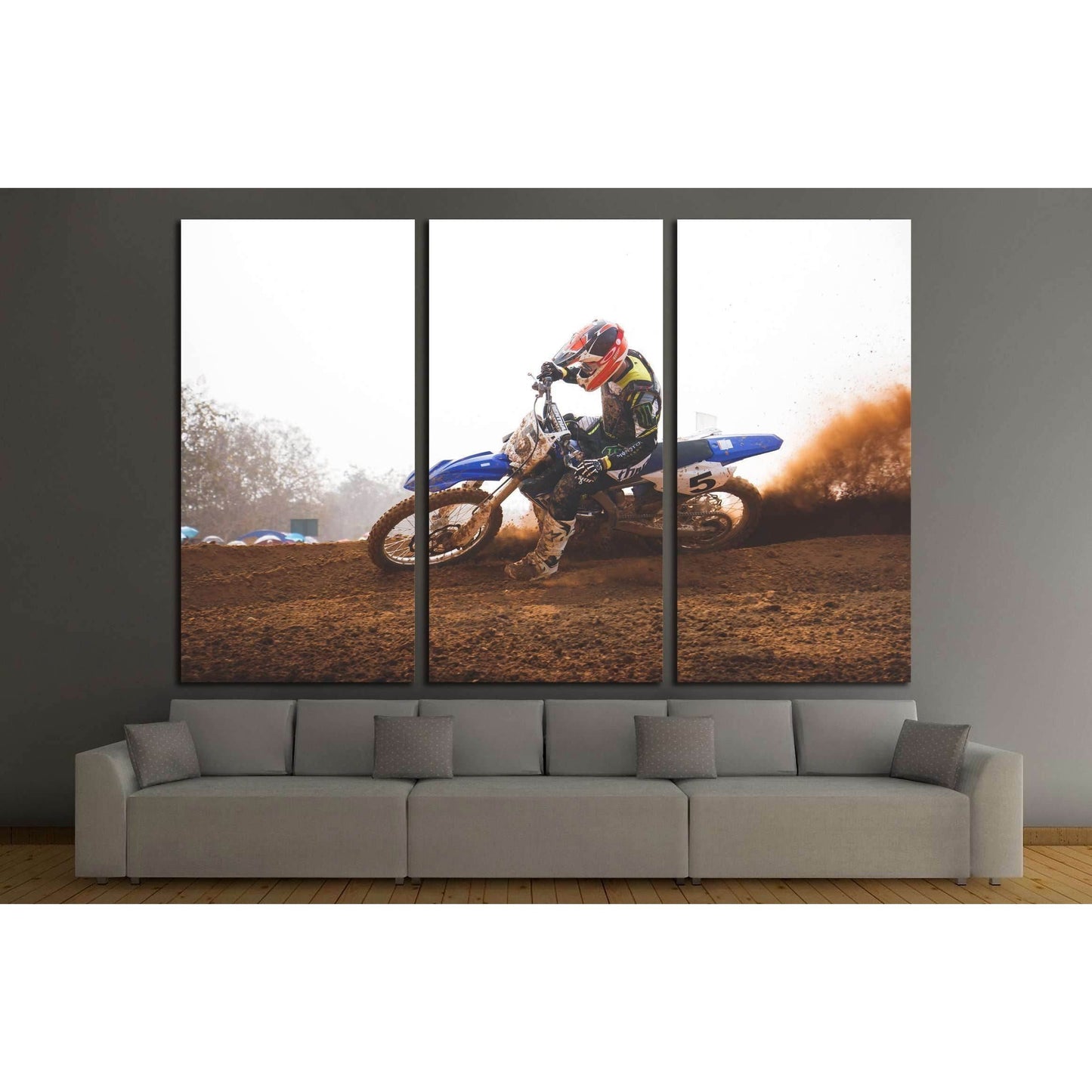 Sport Motorcycle,The motocross competition,rider cornering and free fee to see. №2487 Ready to Hang Canvas Print - Zellart Canvas Prints ALL_Products, s-2487