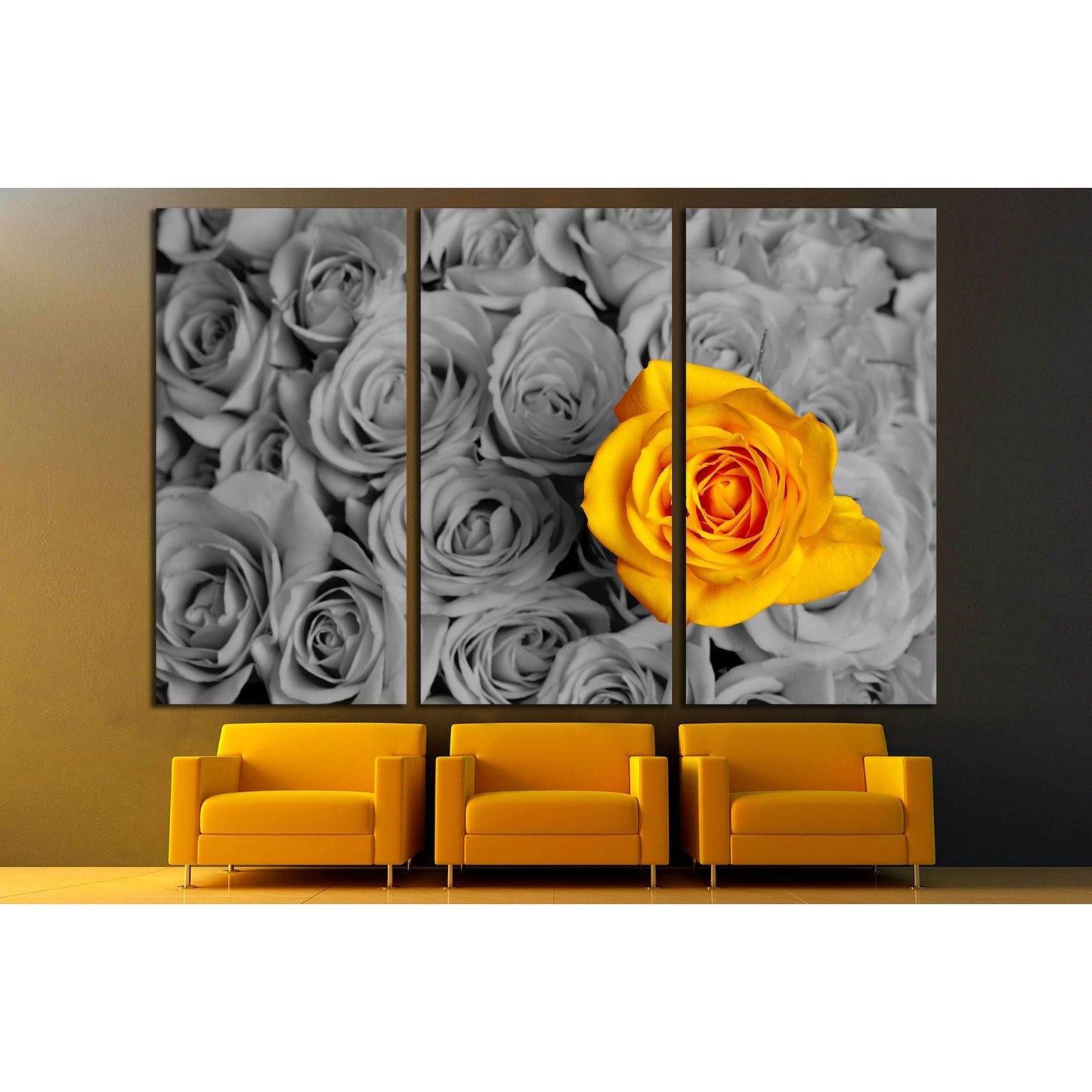 Standing out in a crowd yellow rose №2751 Ready to Hang Canvas Print - Zellart Canvas Prints ALL_Products, s-2751