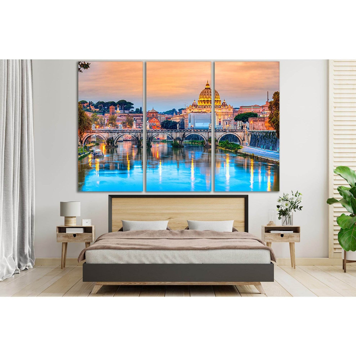 Stone Bridge In Rome №SL1129 Ready to Hang Canvas Print - Zellart Canvas Prints 0new, ALL_Products, Bridges Wall Art