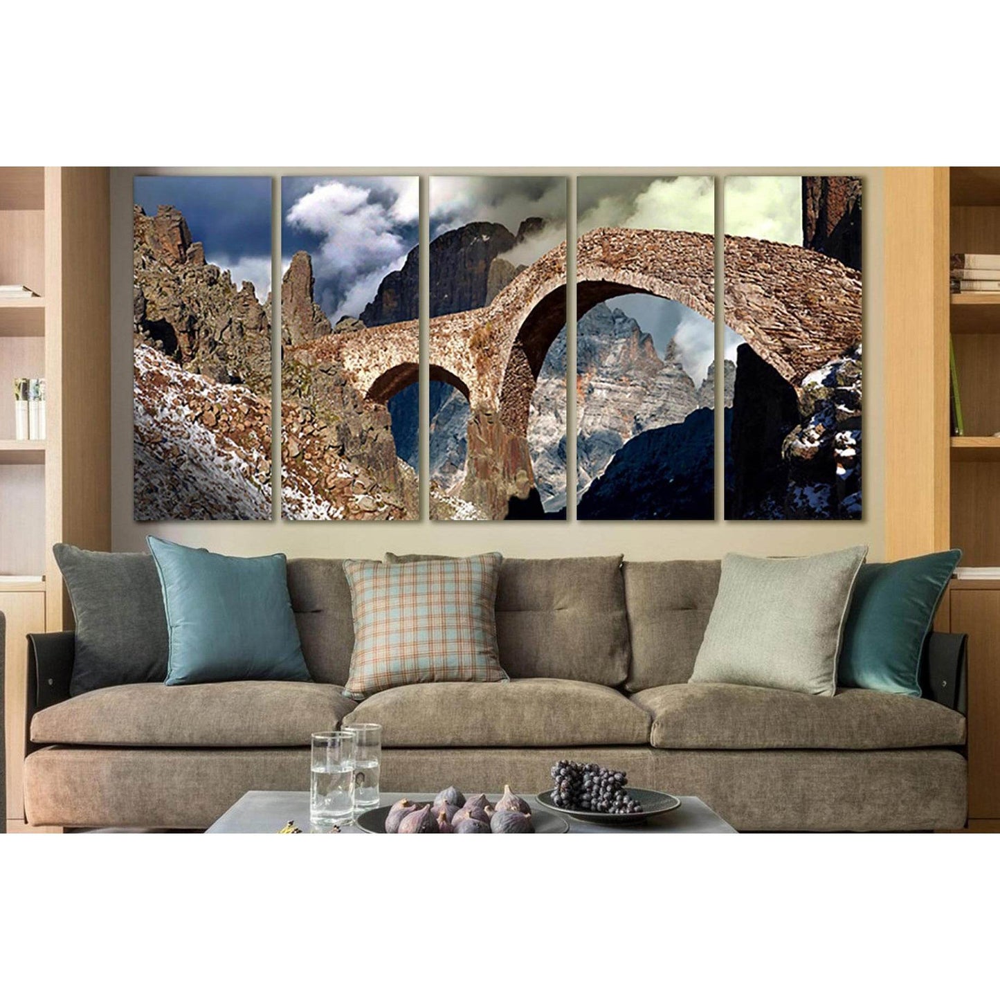 Stone Bridge In The Mountains №SL1128 Ready to Hang Canvas Print - Zellart Canvas Prints 0new, ALL_Products, Bridges Wall Art