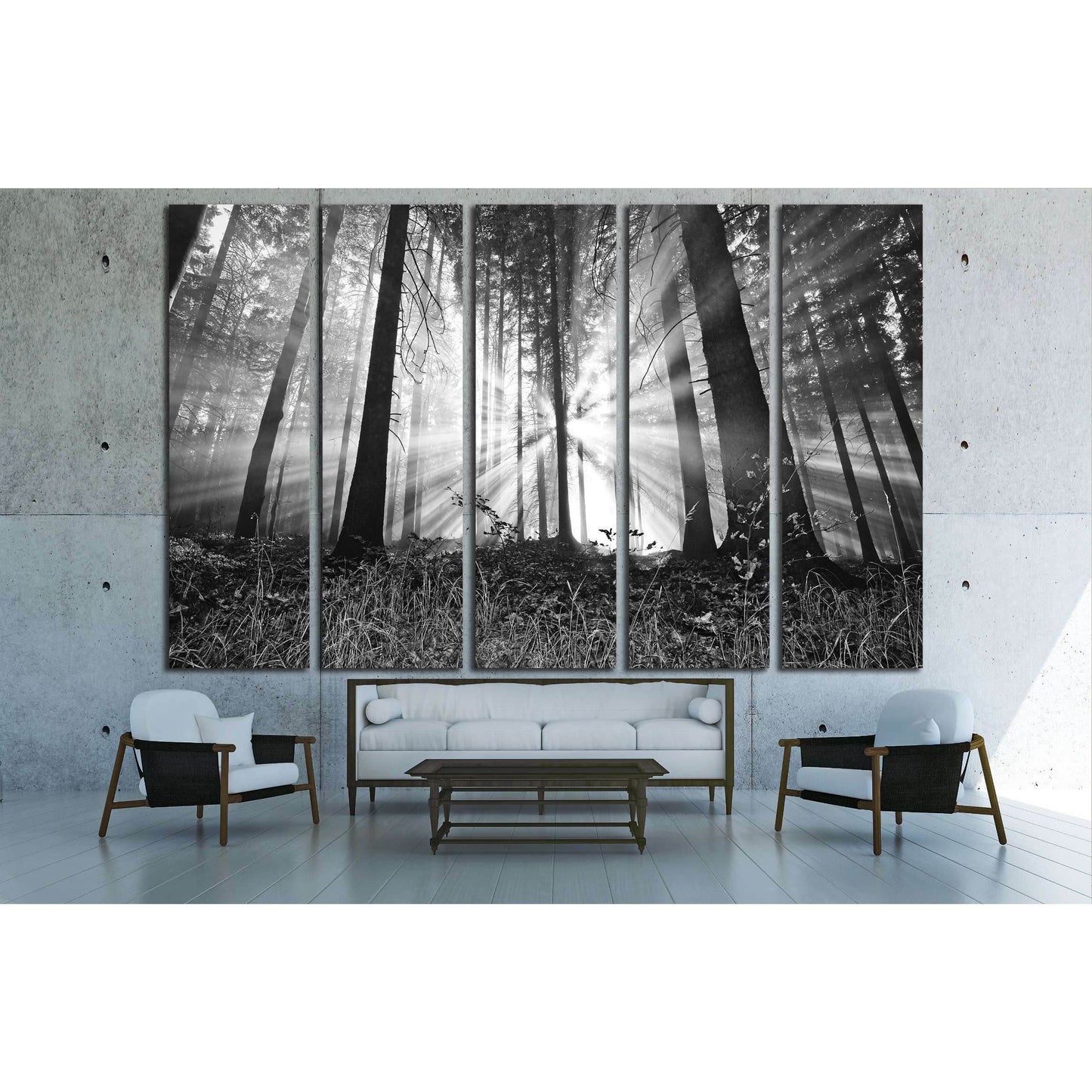 sunrise in a forest №2687 Ready to Hang Canvas Print - Zellart Canvas Prints ALL_Products, s-2687