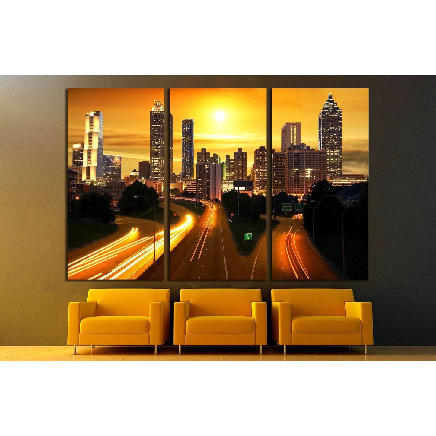 Sunset in Atlanta, United States №1651 Ready to Hang Canvas Print - Zellart Canvas Prints ALL_Products, s-1651