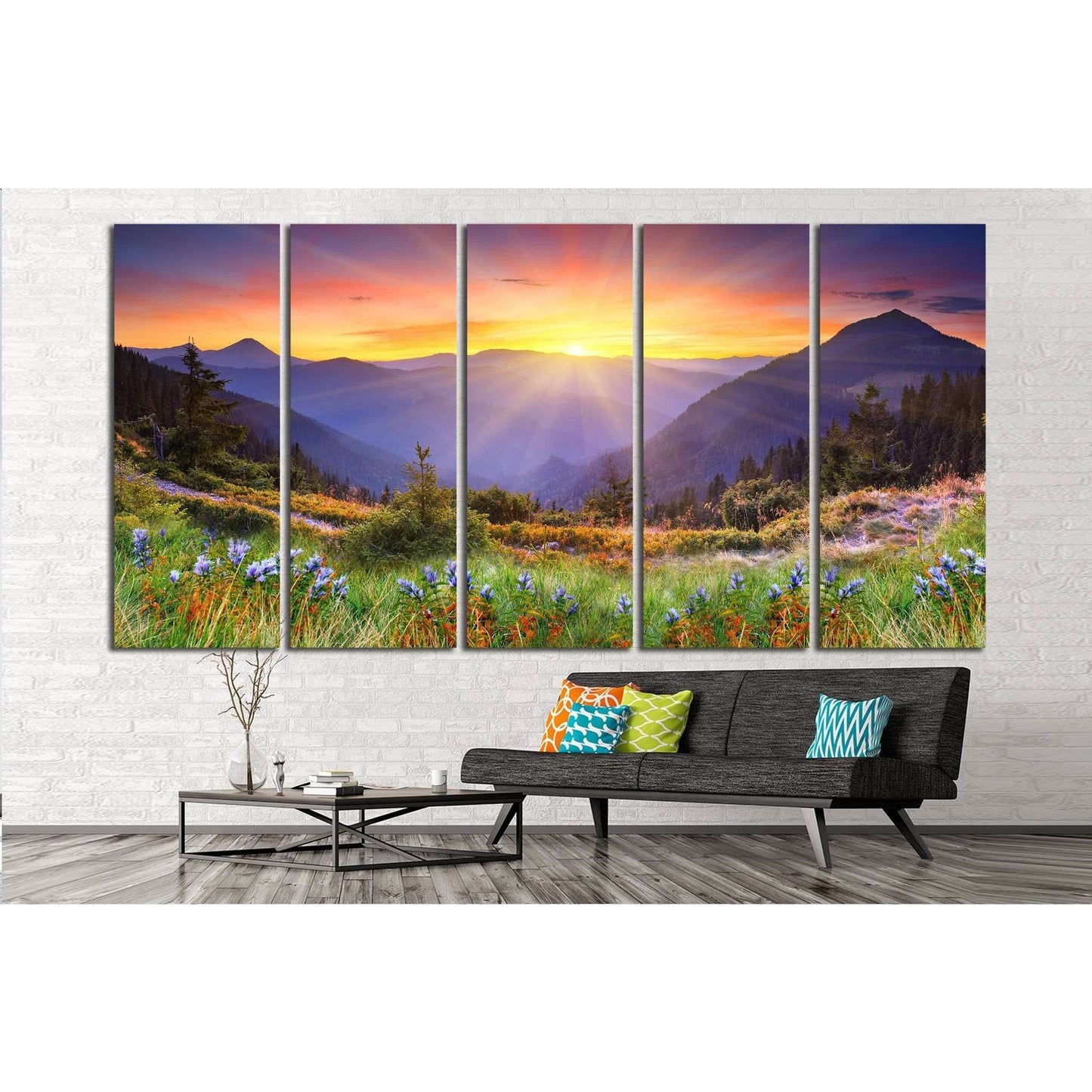 sunset in the mountains №630 Ready to Hang Canvas Print - Zellart Canvas Prints ALL_Products, s-630