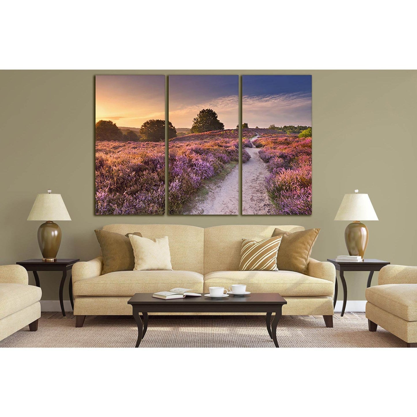 Sunset Lavender Path №SL228 Ready to Hang Canvas Print - Zellart Canvas Prints 0new, ALL_Products, SUNRISE & SUNSET WALL ART