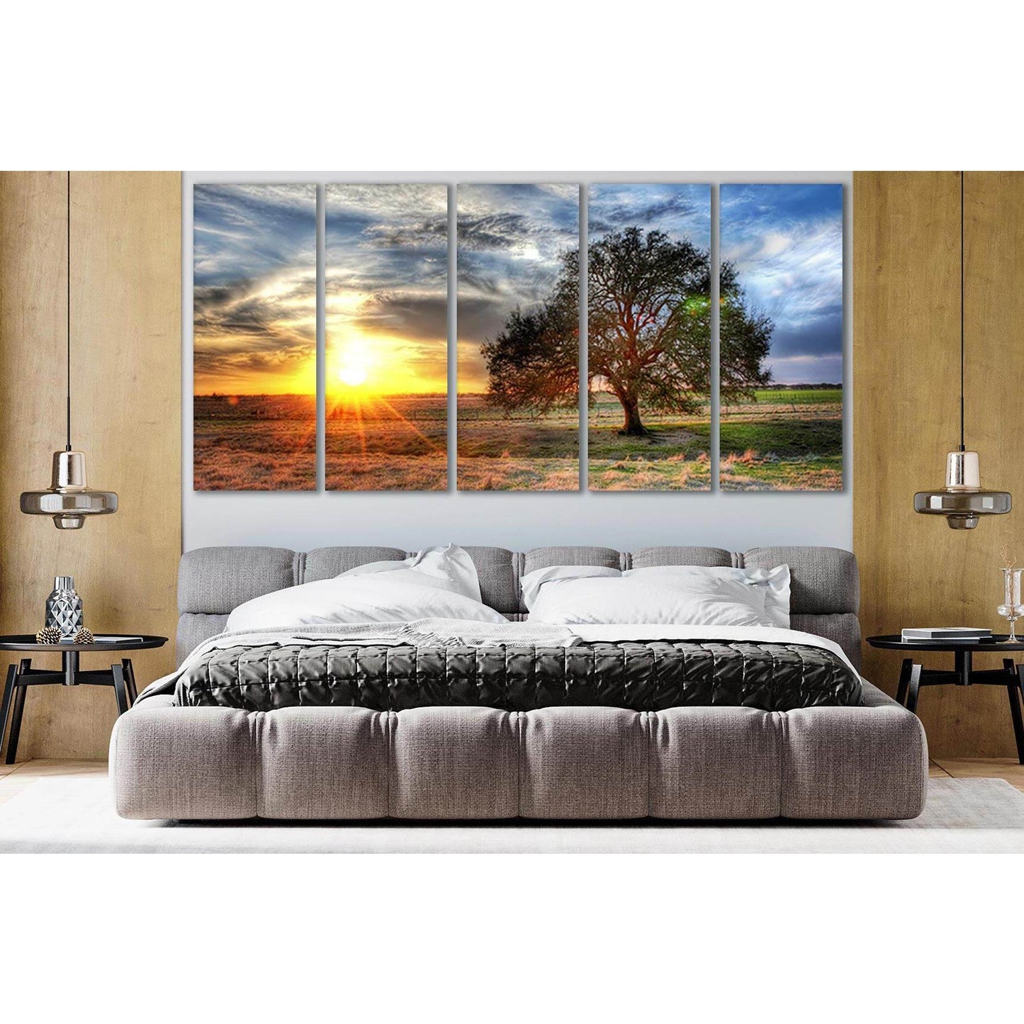 Sunset On A Texas Farm №SL240 Ready to Hang Canvas Print - Zellart Canvas Prints 0new, ALL_Products, SUNRISE & SUNSET WALL ART