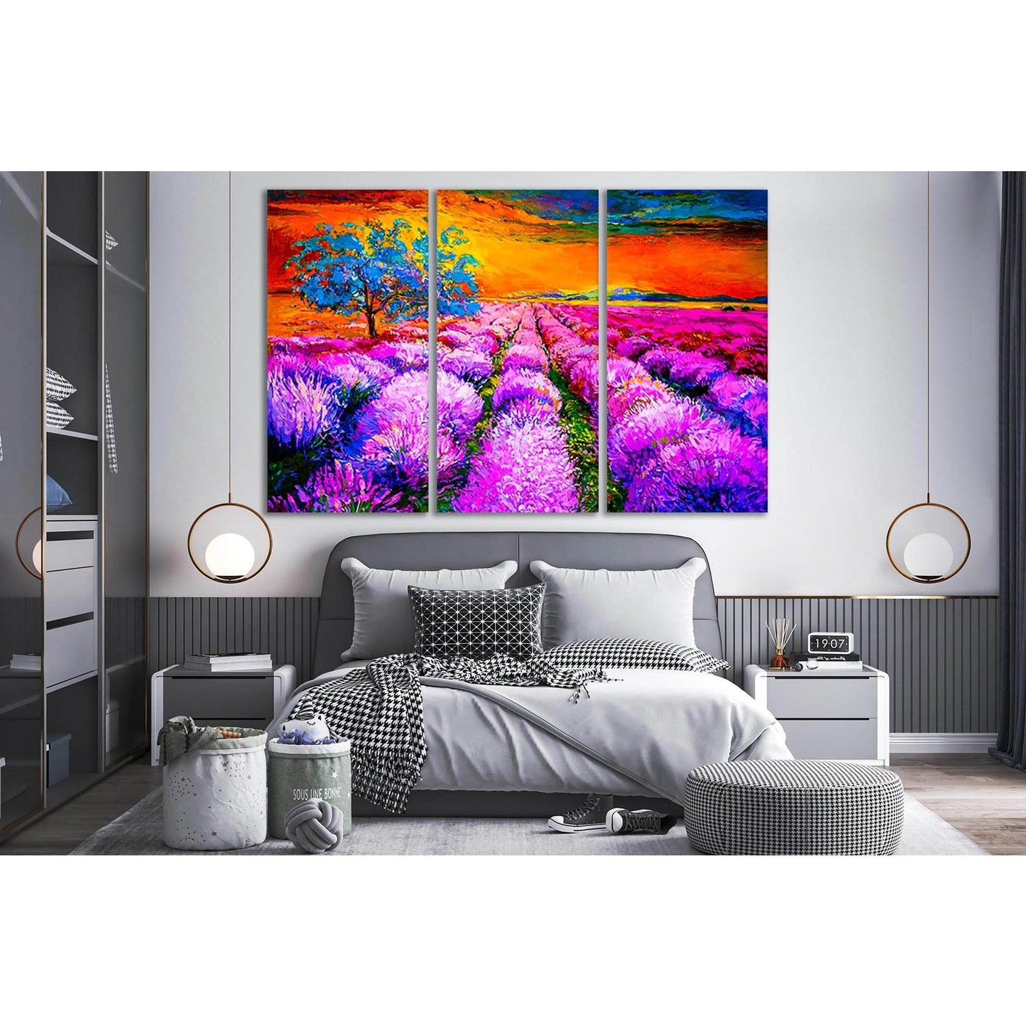 Sunset Over Lavender Field №SL613 Ready to Hang Canvas Print - Zellart Canvas Prints 0new, ALL_Products, Oil Painting Wall Art