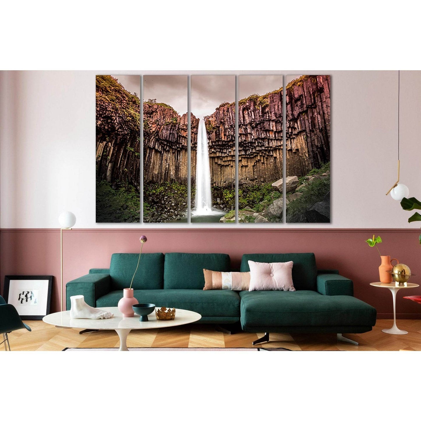 Svartifoss Waterfall In Iceland №SL460 Ready to Hang Canvas Print - Zellart Canvas Prints 0new, ALL_Products, Waterfall, Waterfall Wall Art