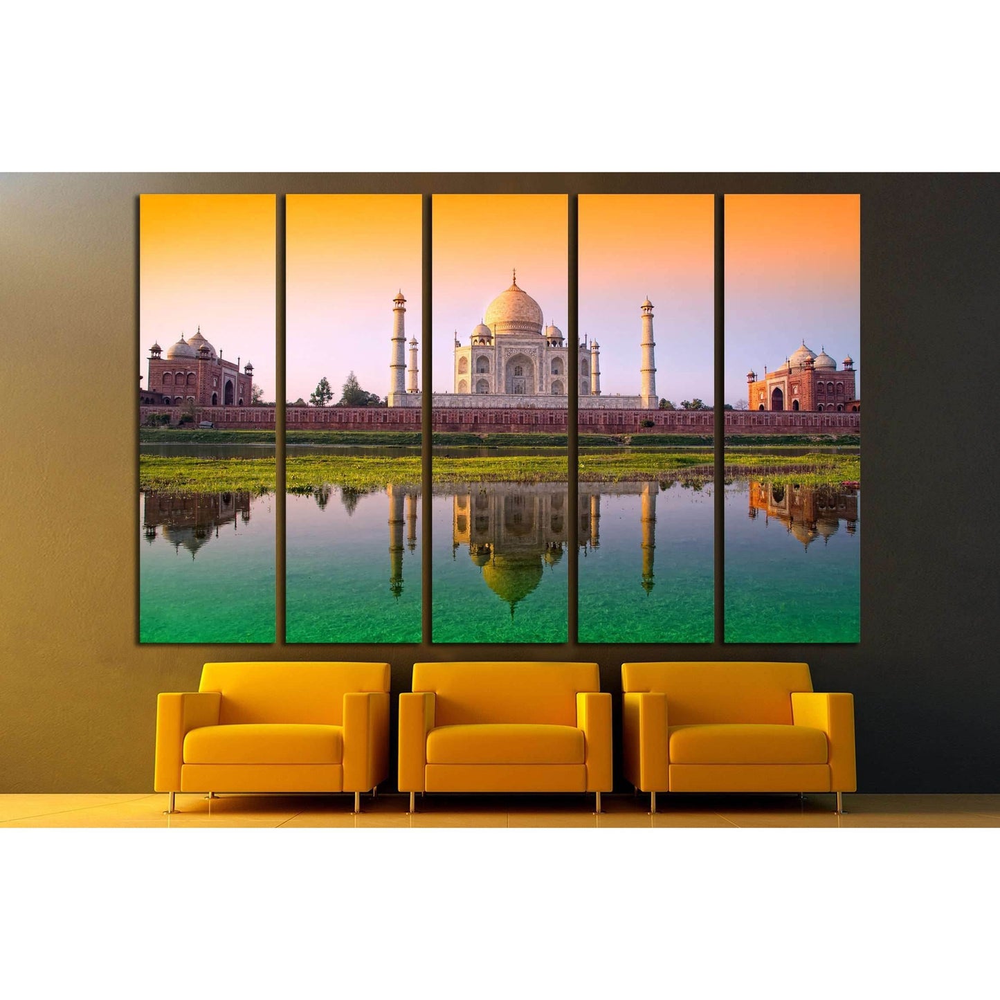 TAJ mahal with tri color flag, india №2222 Ready to Hang Canvas Print - Zellart Canvas Prints ALL_Products, s-2222