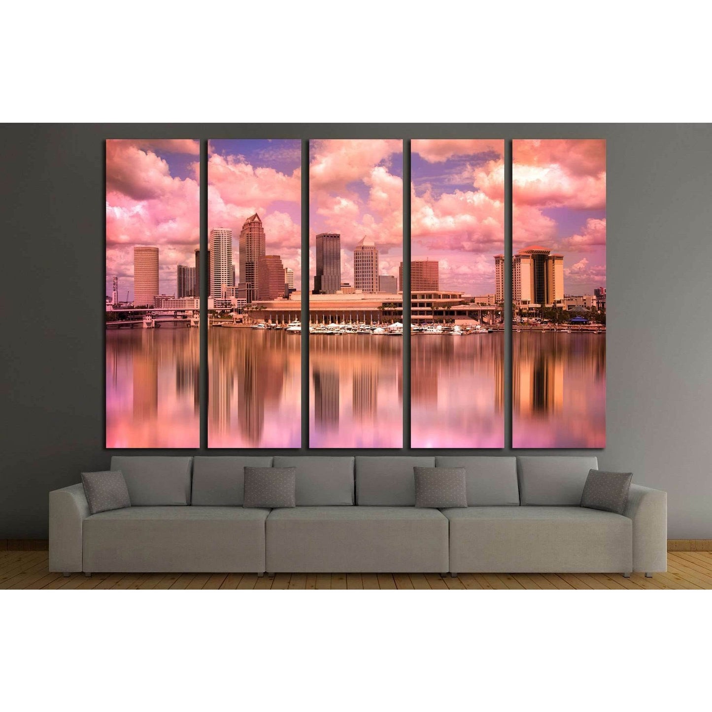 Tampa Florida skyline during colorful sunset №1679 Ready to Hang Canvas Print - Zellart Canvas Prints ALL_Products, s-1679