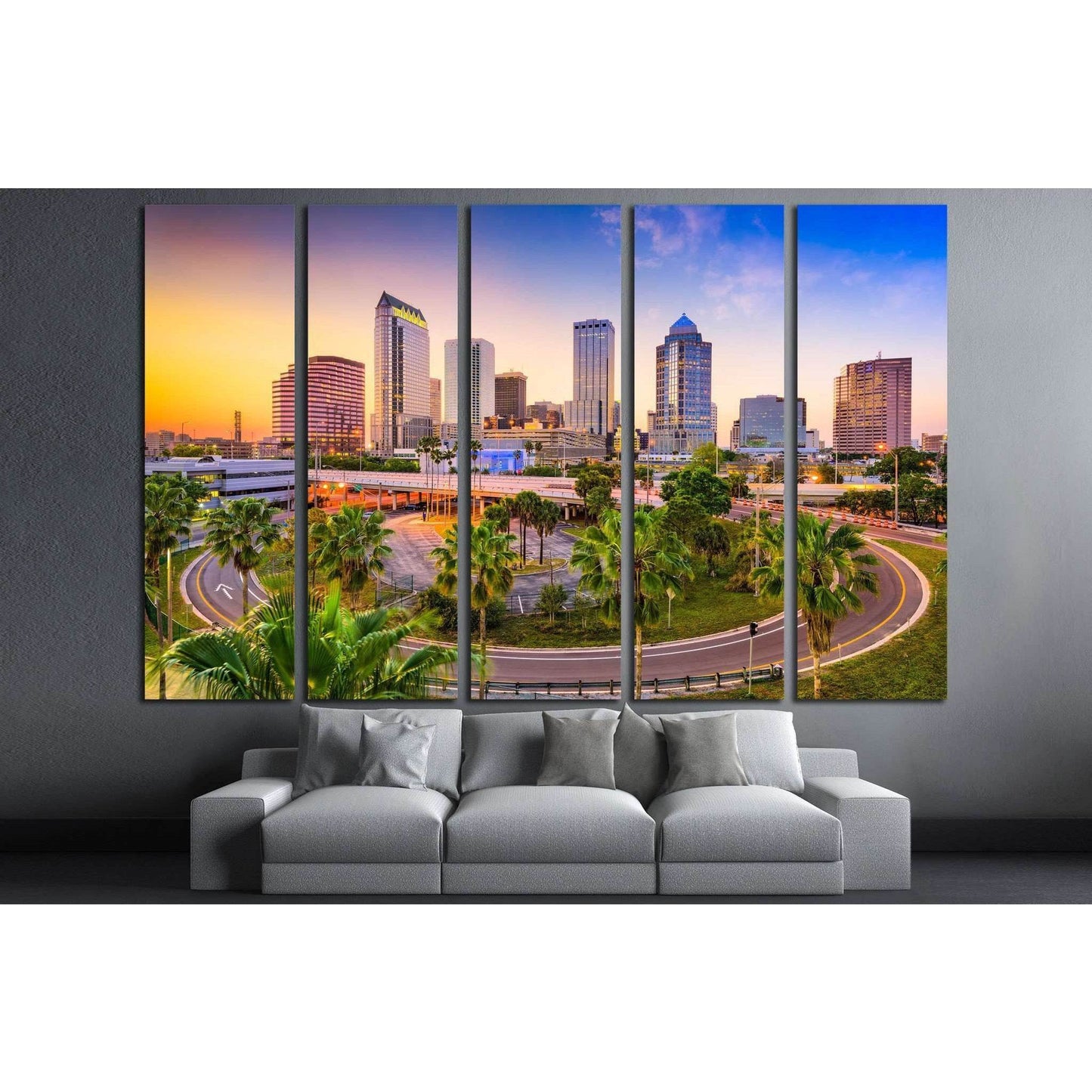 Tampa, Florida, USA downtown skyline №1236 Ready to Hang Canvas Print - Zellart Canvas Prints ALL_Products, s-1236
