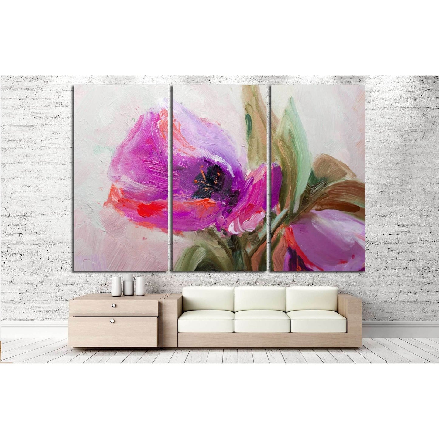 Texture oil painting, flowers, art, painted color image, paint, wallpaper and backgrounds №2552 Ready to Hang Canvas Print - Zellart Canvas Prints ALL_Products, s-2552