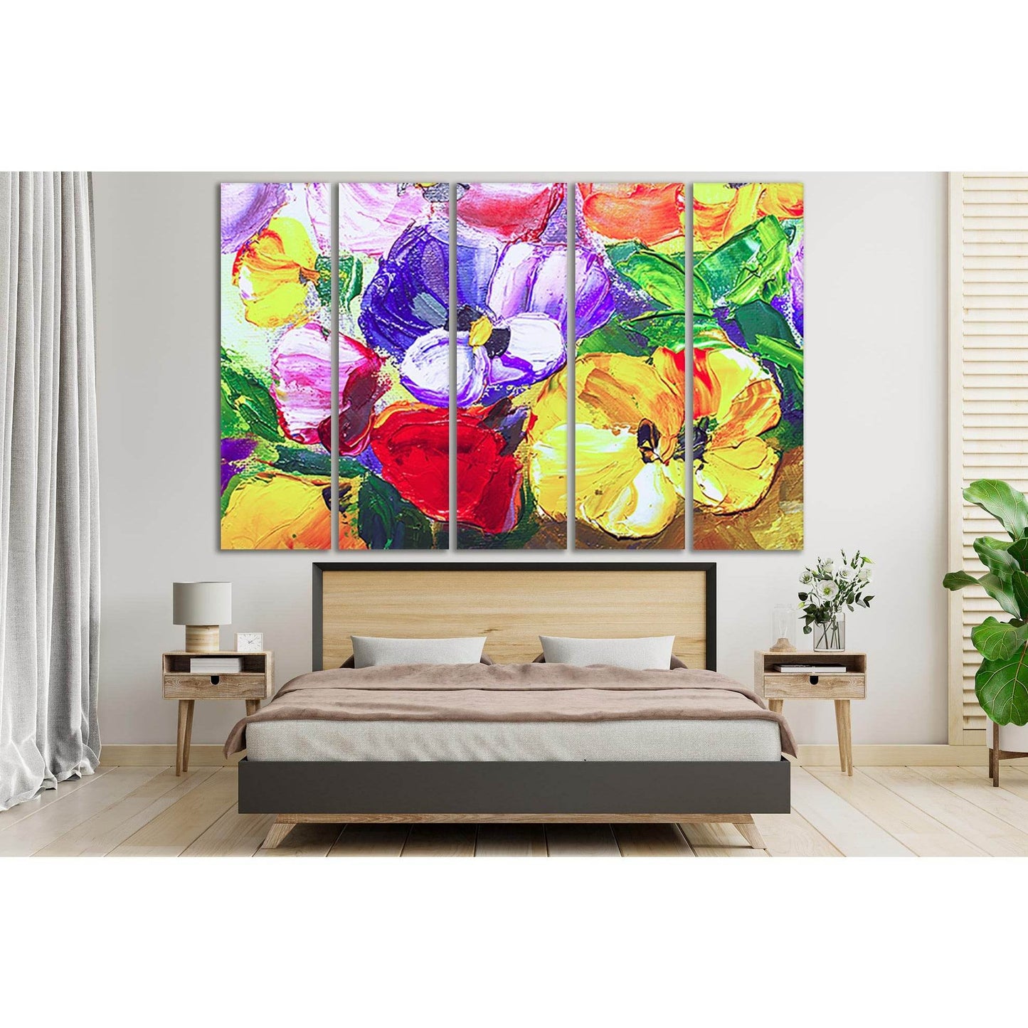Texture Oil Painting Flowers №SL595 Ready to Hang Canvas Print - Zellart Canvas Prints 0new, ALL_Products, Oil Painting Wall Art