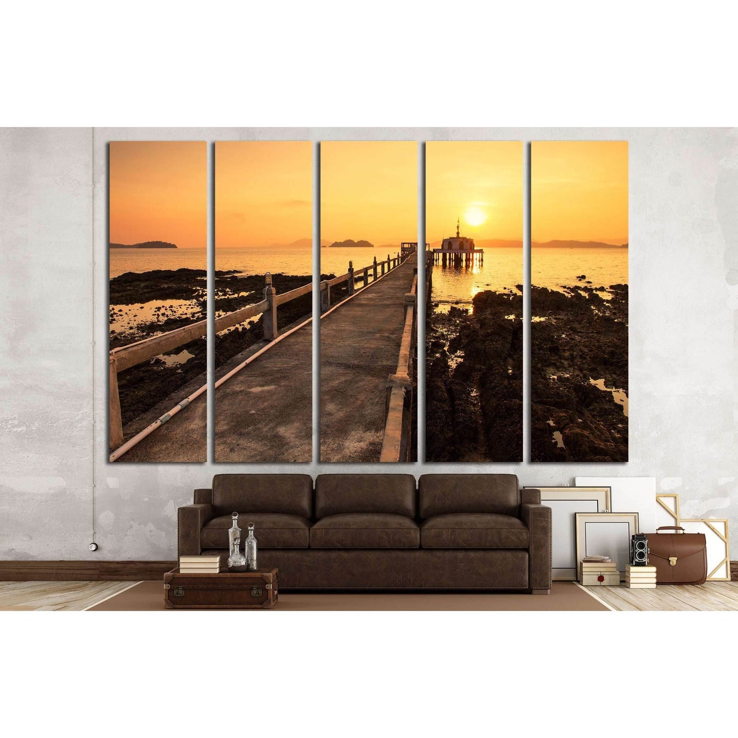 The bridge at Old Church In The Sea №3141 Ready to Hang Canvas Print - Zellart Canvas Prints ALL_Products, s-3141