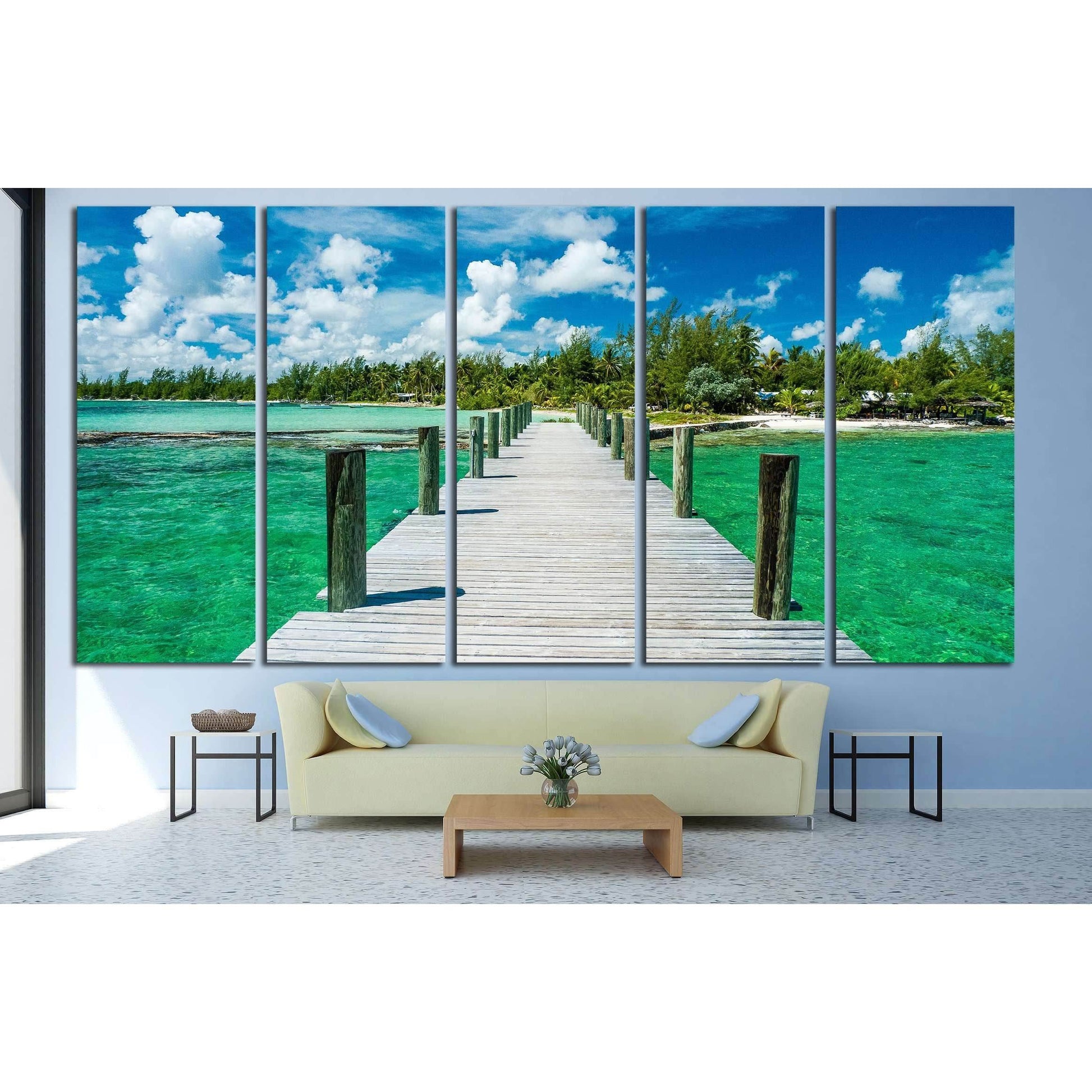 The emerald waters of Andros Island glisten beneath an idyllic sky №3105 Ready to Hang Canvas PrintCanvas art arrives ready to hang, with hanging accessories included and no additional framing required. Every canvas print is hand-crafted, made on-demand a