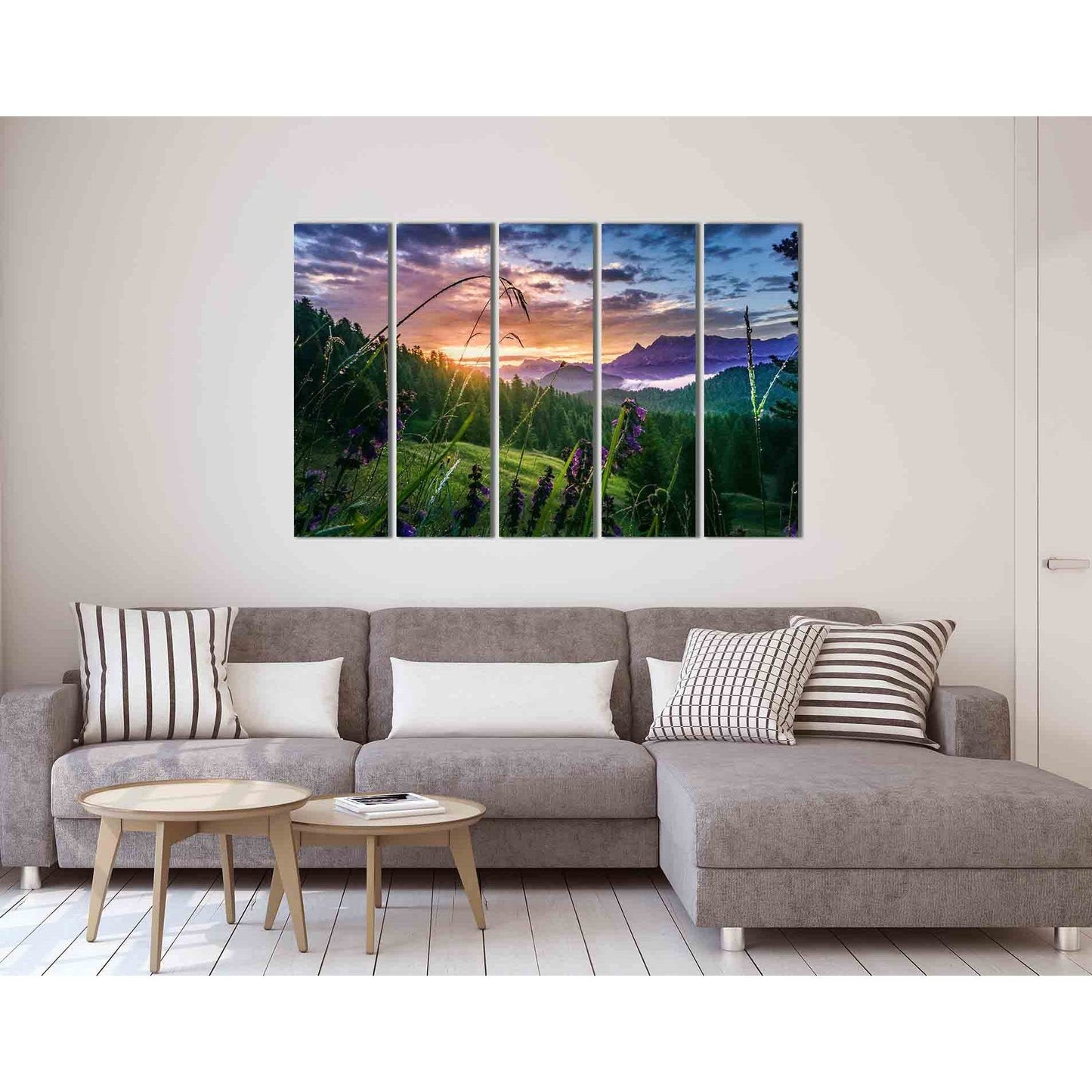 The forest at sunset №D1754 Ready to Hang Canvas Print - Zellart Canvas Prints 0new, ALL_Products, Sunrise & sunset wall art