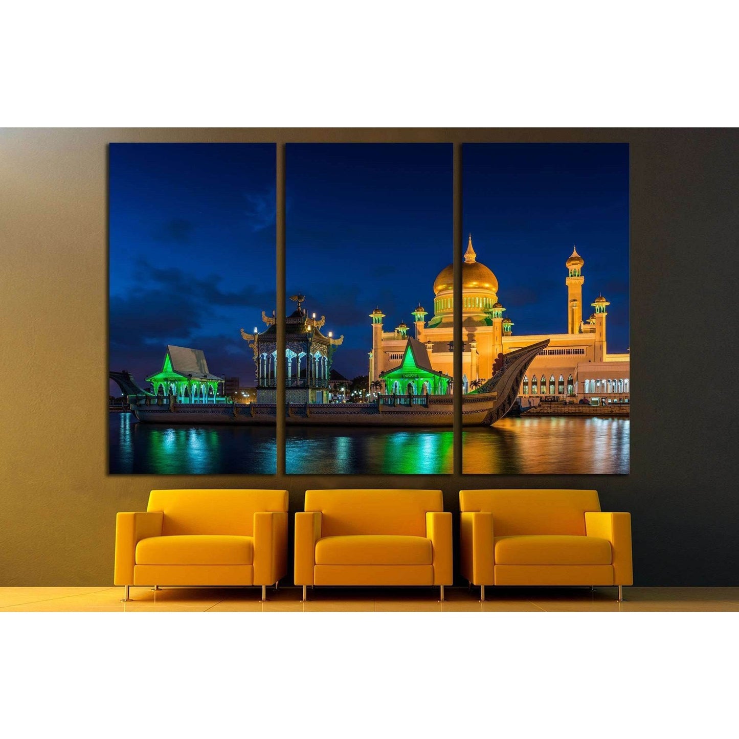 The Sultan Omar Ali Saifuddin Mosque in Bandar Seri Begawan, Brunei №1797 Ready to Hang Canvas Print - Zellart Canvas Prints ALL_Products, s-1797