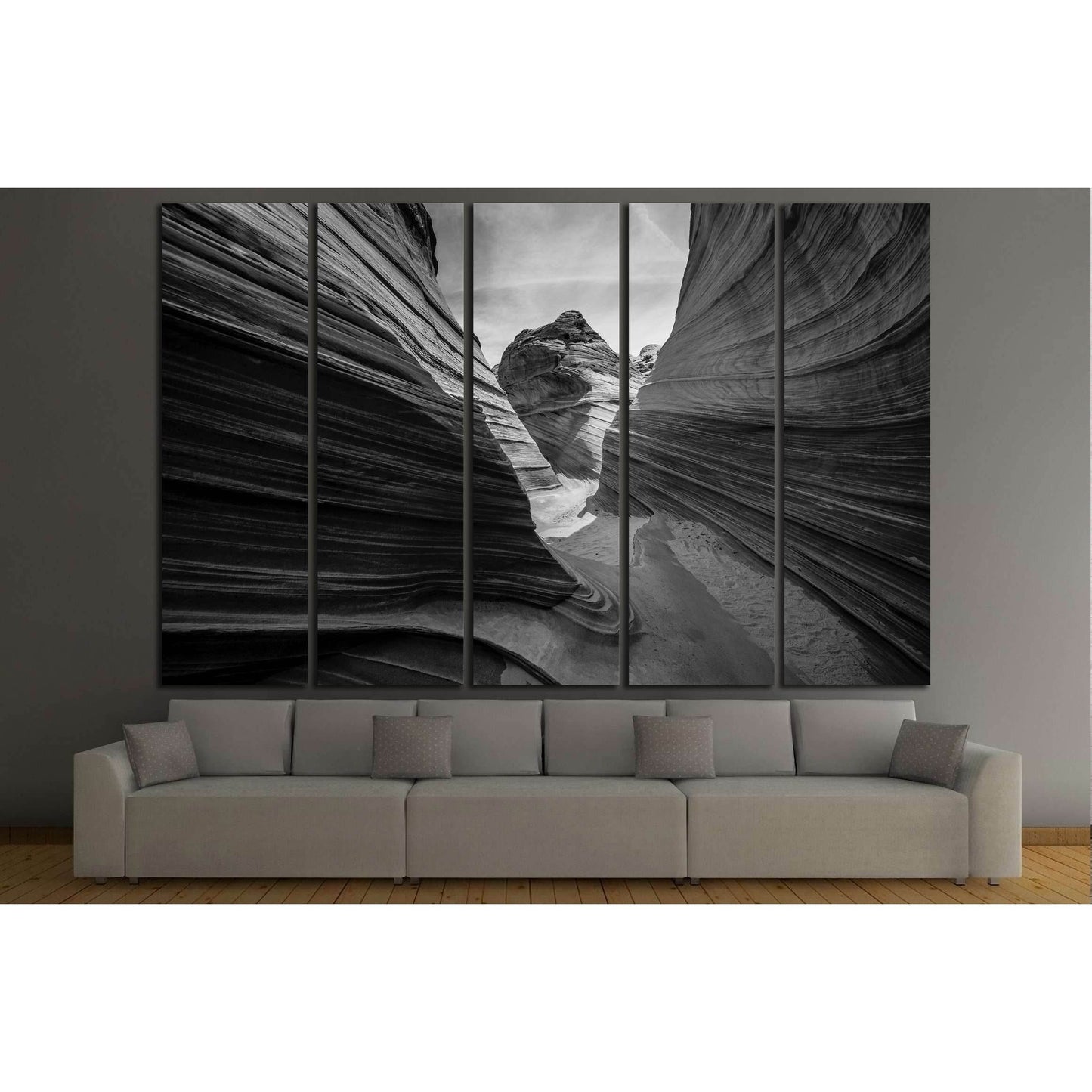 The Wave, Arizona Black and White №2930 Ready to Hang Canvas Print - Zellart Canvas Prints ALL_Products, s-2930