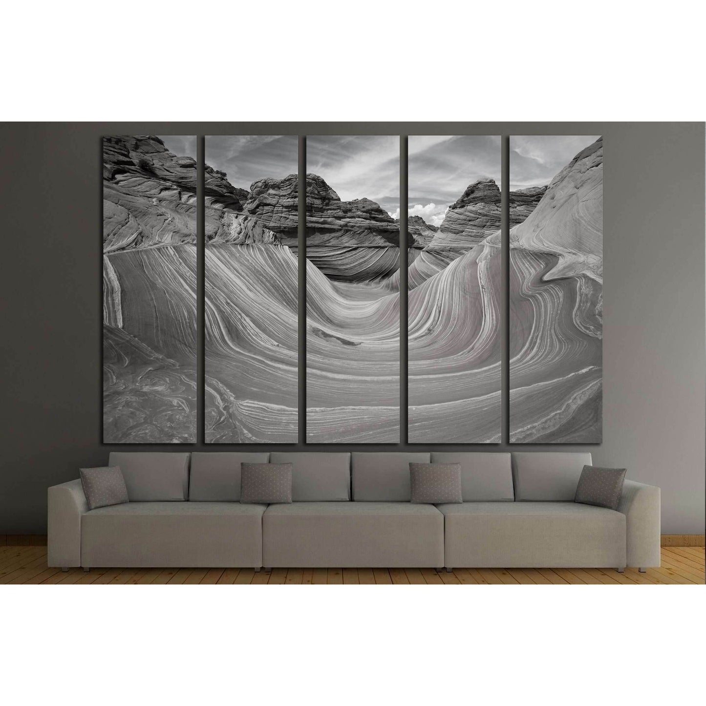 The Wave black and white №2929 Ready to Hang Canvas Print - Zellart Canvas Prints ALL_Products, s-2929