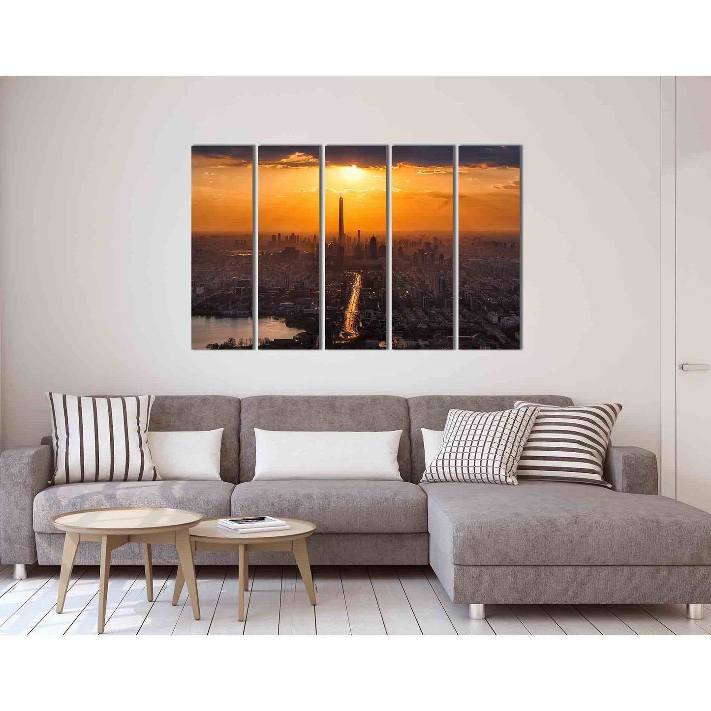 Tianjin city at sunset №D1864 Ready to Hang Canvas Print - Zellart Canvas Prints 0new, ALL_Products, Sunrise & sunset wall art