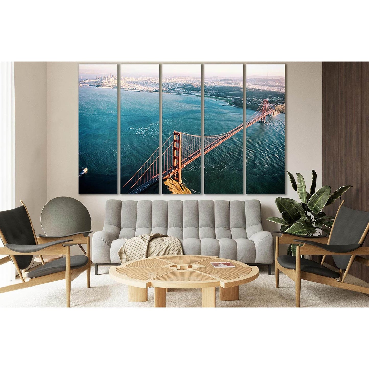 Top View Golden Gate №SL1121 Ready to Hang Canvas Print - Zellart Canvas Prints 0new, ALL_Products, Bridges Wall Art