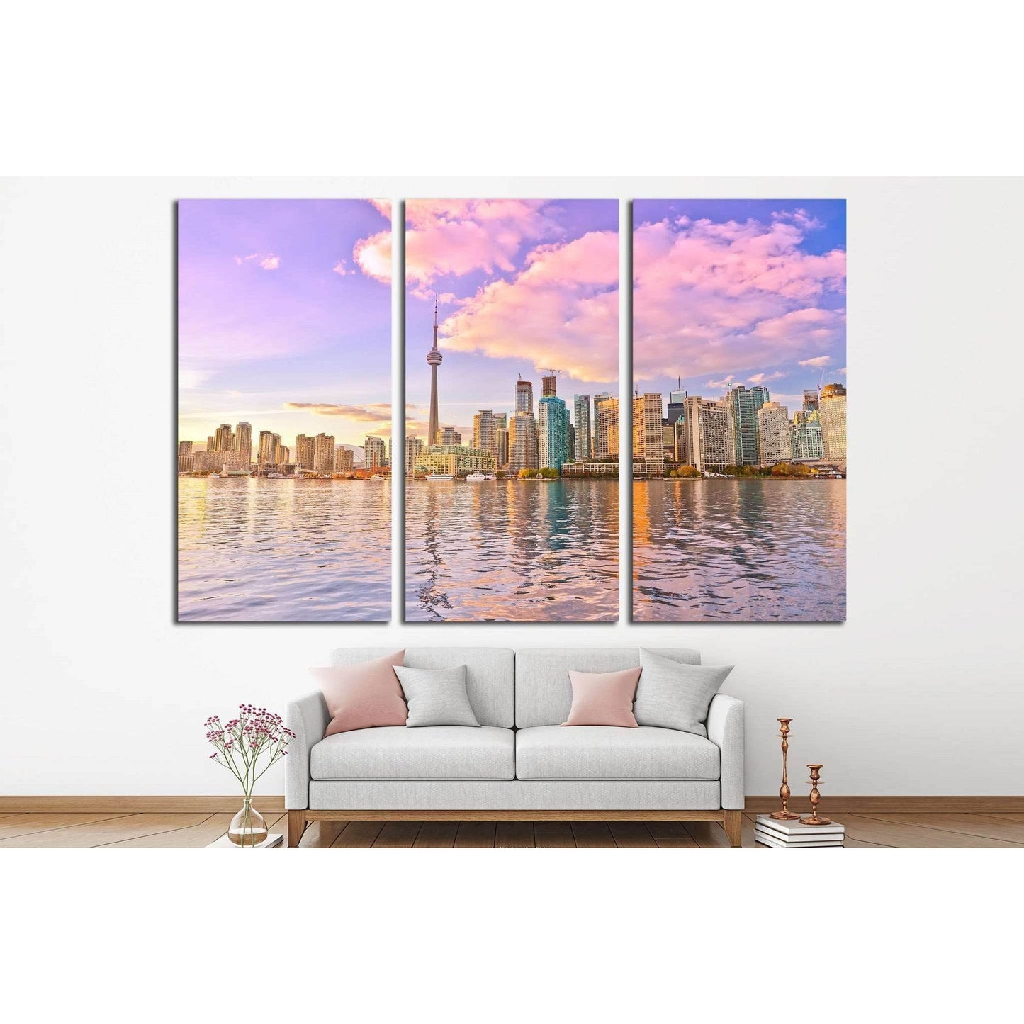 Toronto skyline at dusk in Ontario, Canada. №2059 Ready to Hang Canvas Print - Zellart Canvas Prints ALL_Products, s-2059