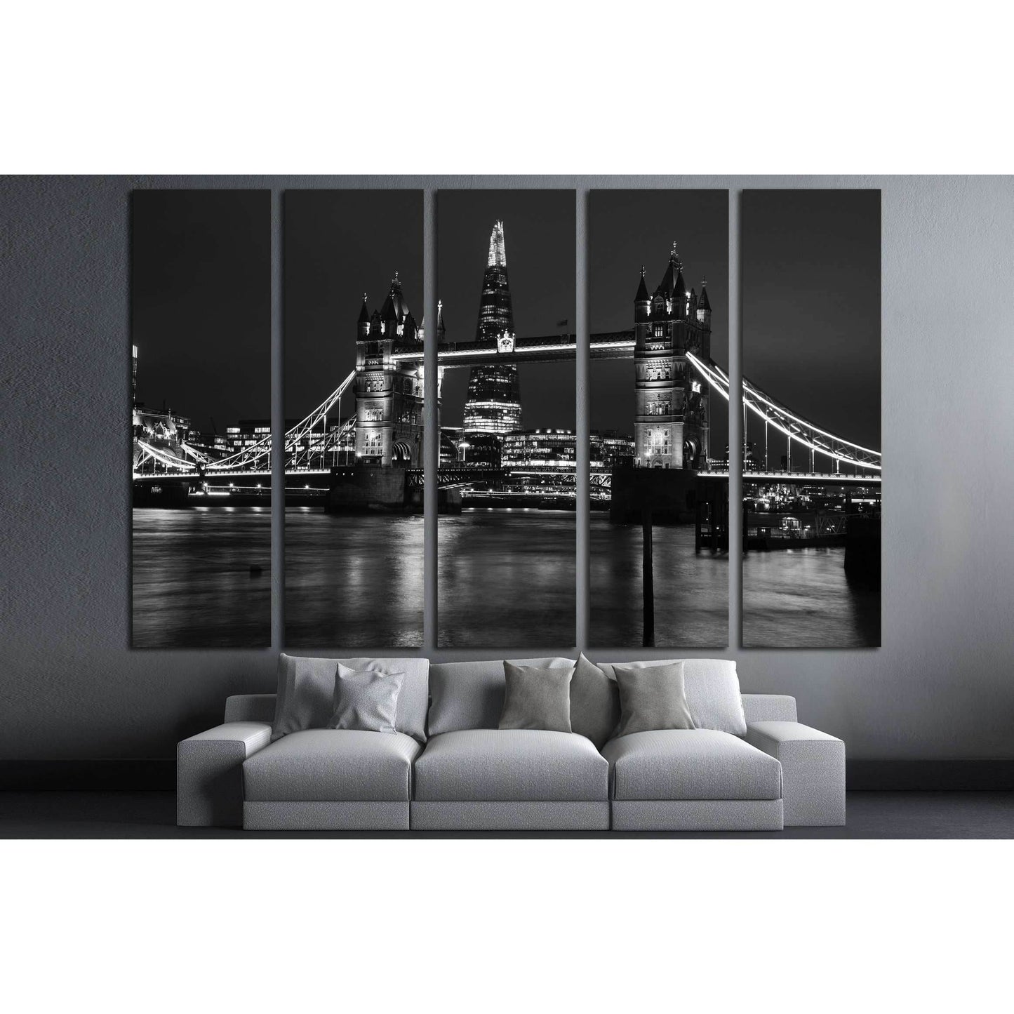 Tower Bridge London black and white №3039 Ready to Hang Canvas Print - Zellart Canvas Prints ALL_Products, s-3039