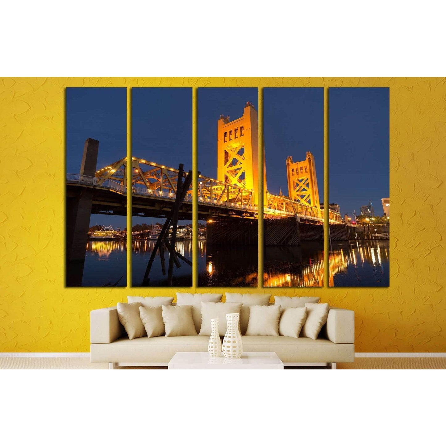Tower Bridge Sacramento River Capital City California №1641 Ready to Hang Canvas Print - Zellart Canvas Prints ALL_Products, s-1641