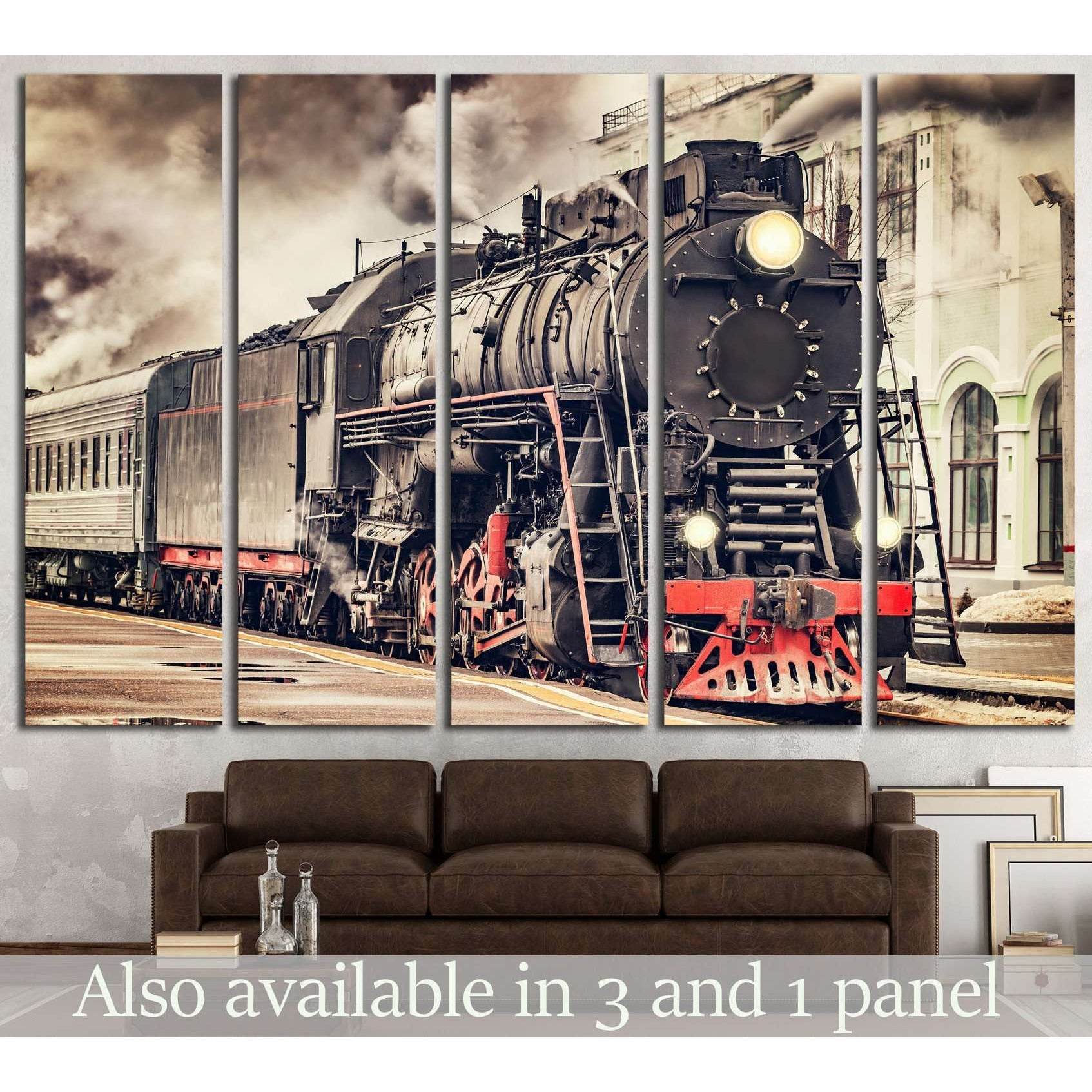 Vintage Steam Locomotive Canvas Print | Sepia Train Art - Zellart