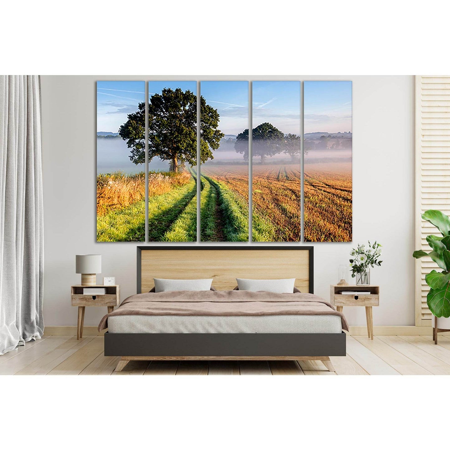 Trees In Foggy Landscape №SL815 Ready to Hang Canvas Print - Zellart Canvas Prints 0new, ALL_Products, Trees Wall Art