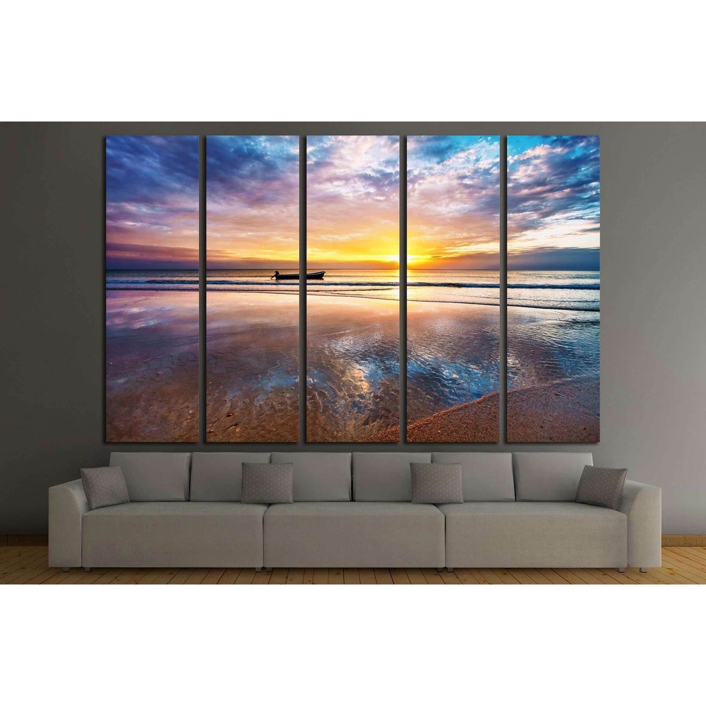 Tropical beach at beautiful sunset. Nature background №2677 Ready to Hang Canvas Print - Zellart Canvas Prints ALL_Products, s-2677